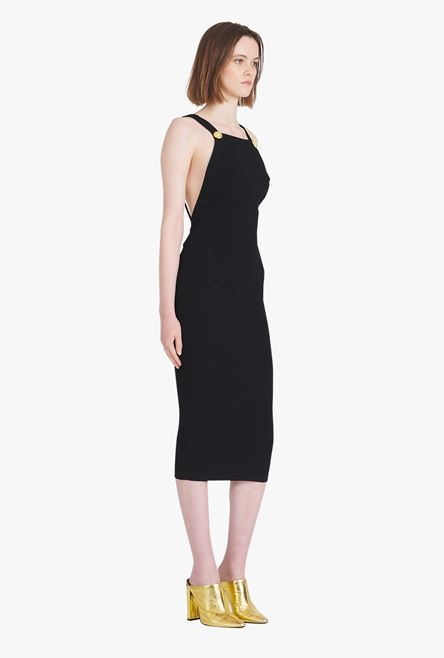 Mid-length black eco-designed knit dress - 7