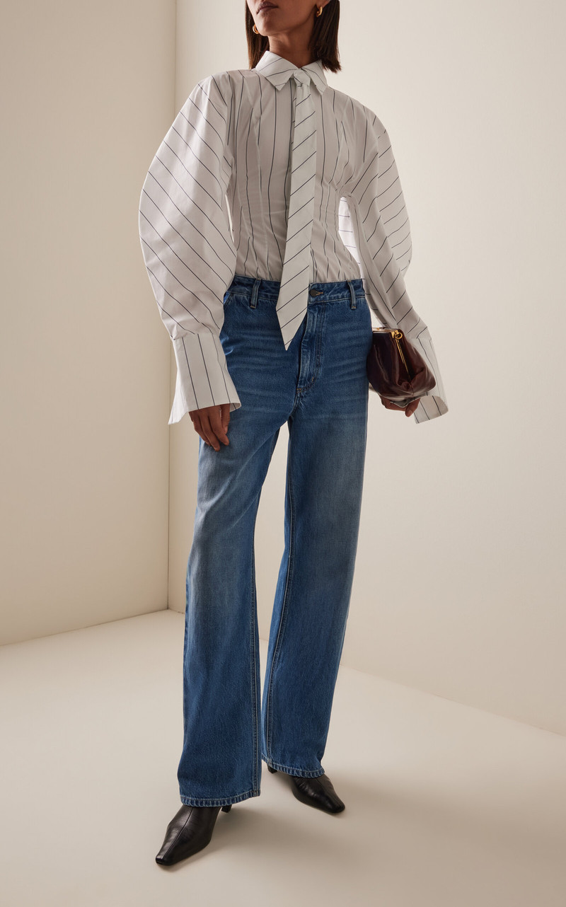 Tie-Detailed Cotton Poplin Shirt stripe 3