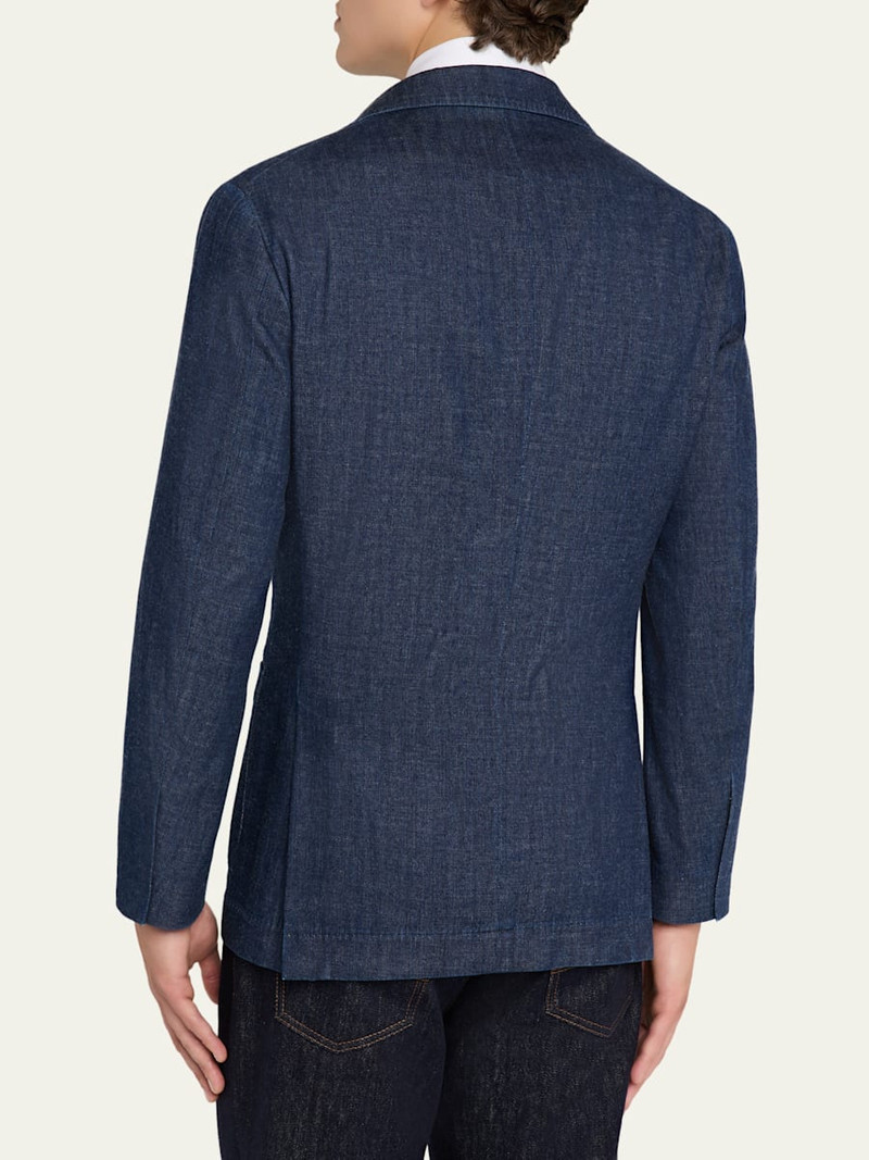 Brunello Cucinelli Men's Denim Peak Lapel Single-Breasted Sport Coat outlook