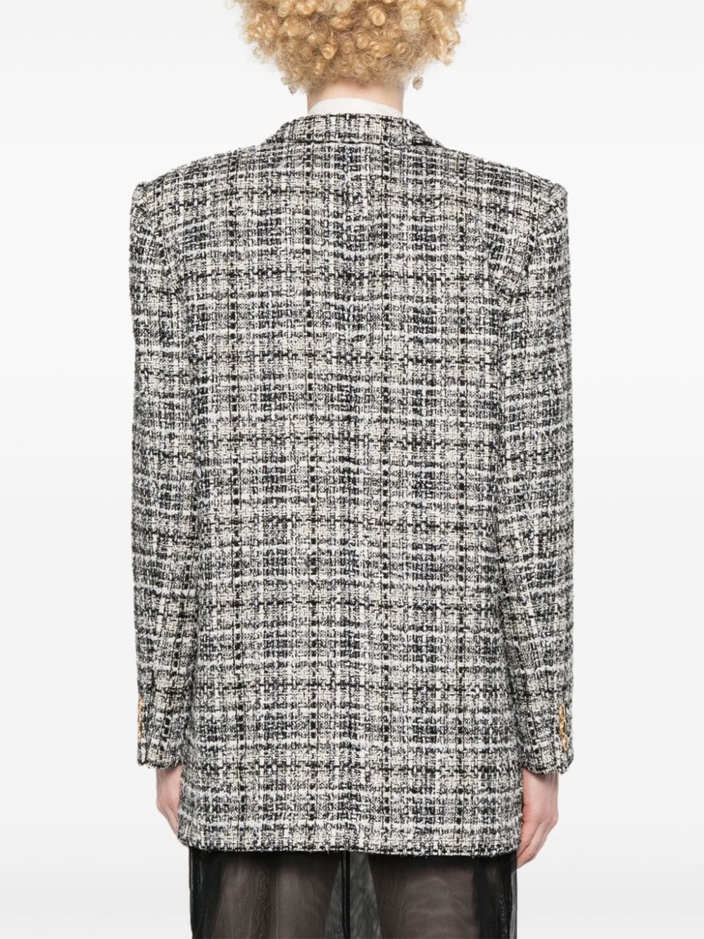 double-breasted tweed blazer - 4