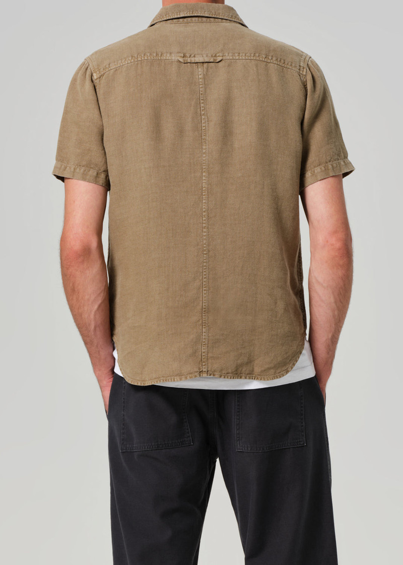 Cairo Short Sleeve Linen Shirt In Reservoir 3