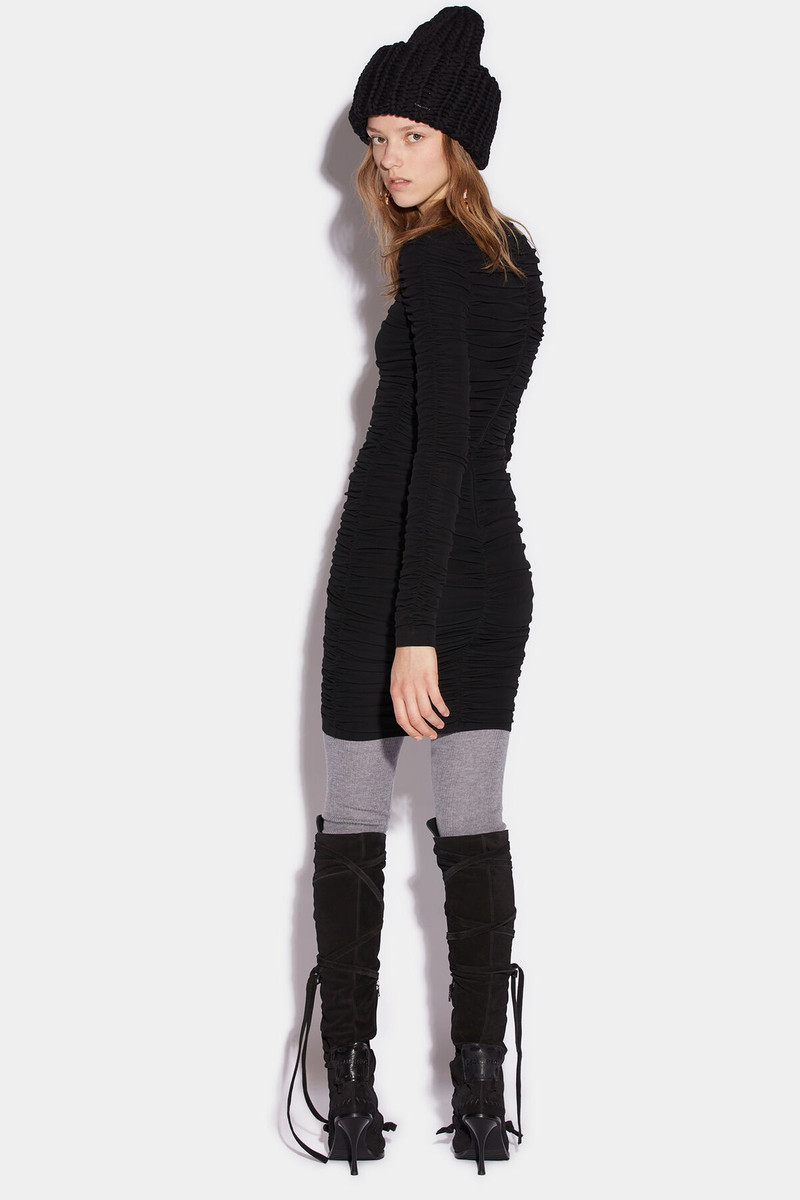 RUCHED LONG SLEEVE MINI DRESS 3