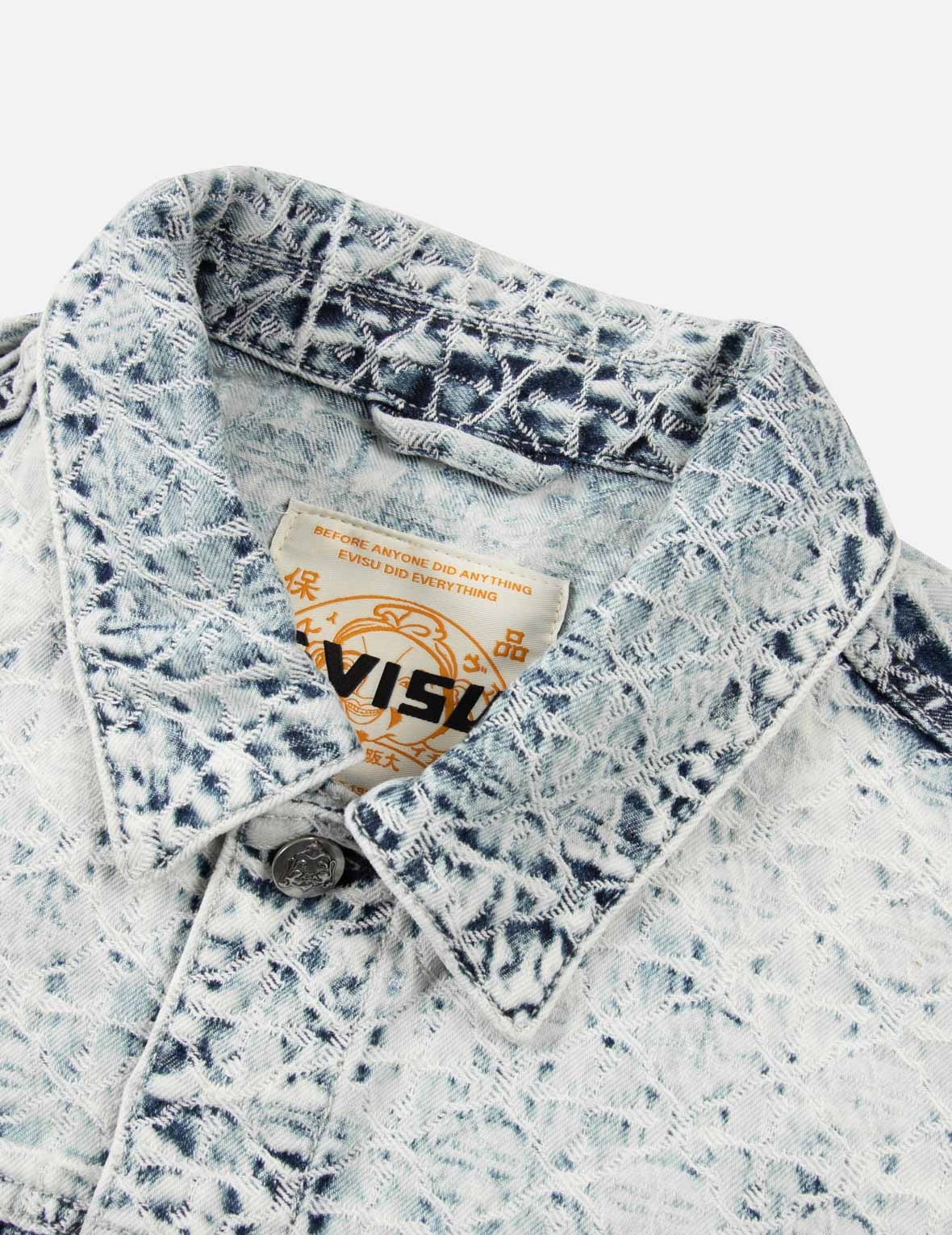 ALLOVER KAMON JACQUARD AND SEAGULL EMBROIDERY LOOSE FIT DENIM JACKET - 7