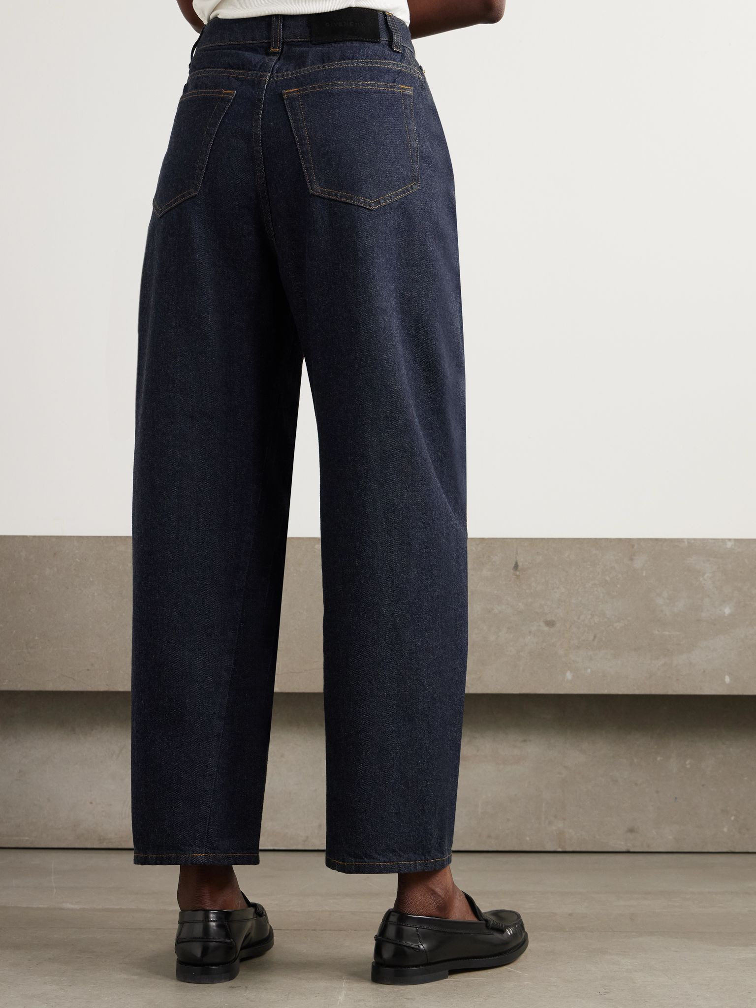 Cropped high-rise barrel-leg jeans Dark denim - 4