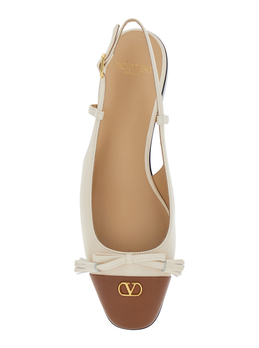 Valentino Garavani 'Valet Du Roi' White Ballet Flats With Vlogo Plaque On The Front And Adjustable L - 4