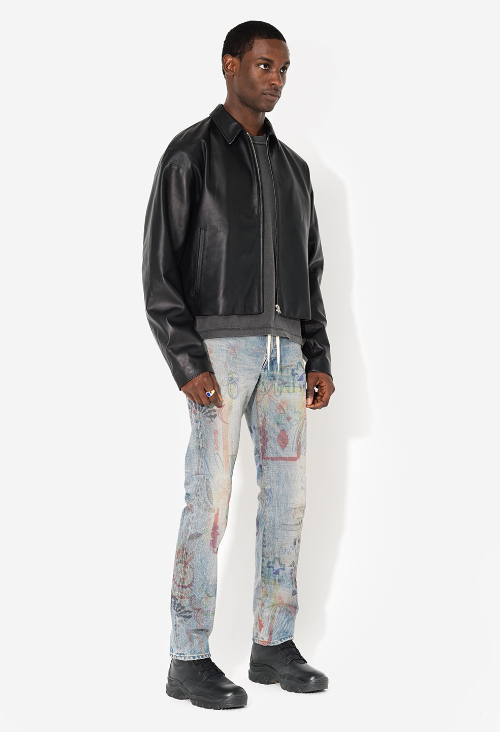 LEATHER CROPPED ZIP JACKET - 5