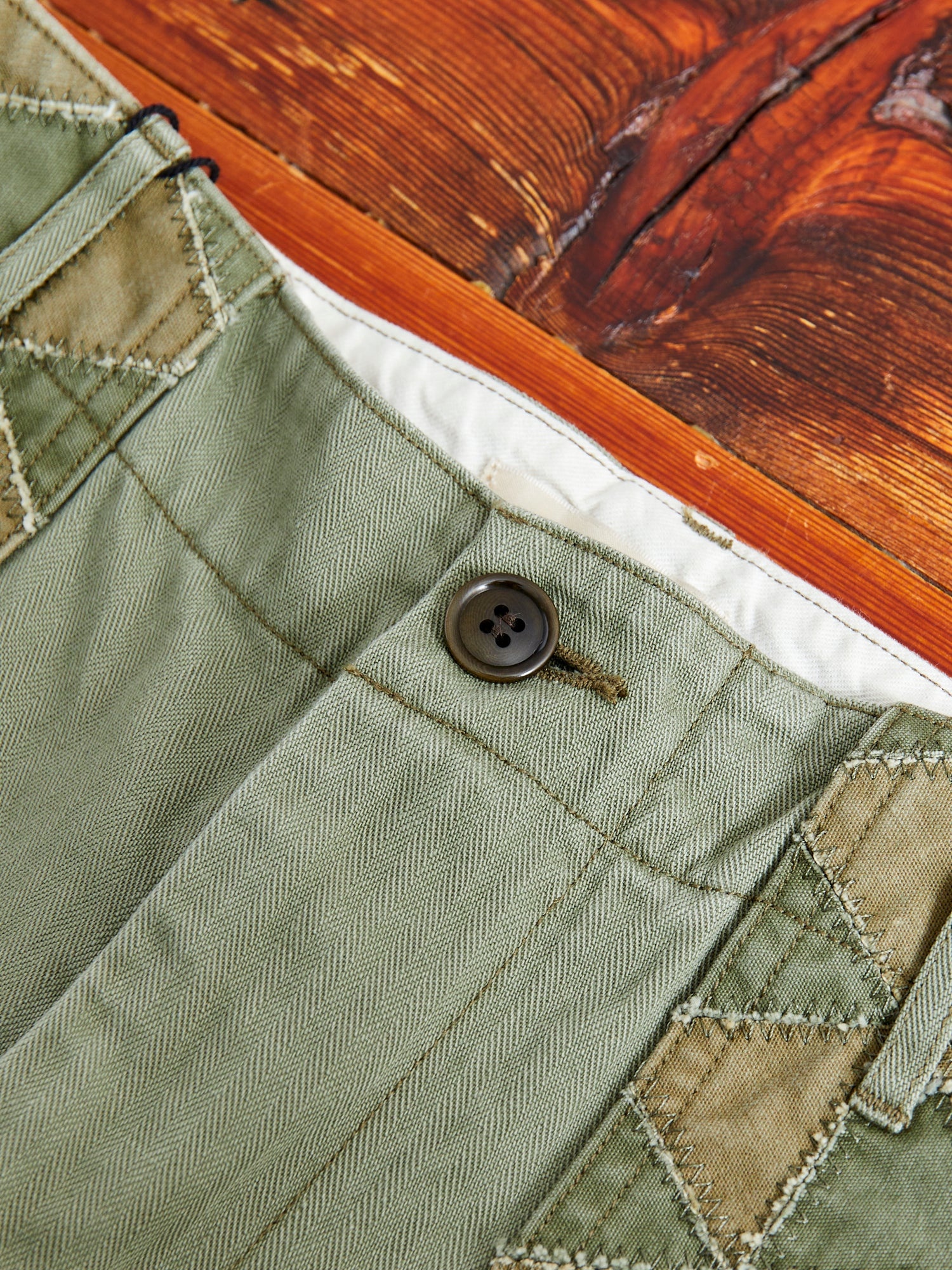 MSP-1014 Tsugihagi Baker Pants in Army Green - 4