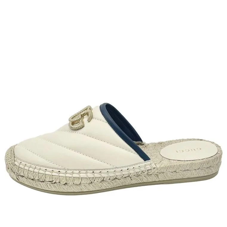 (WMNS) Gucci Leather Espadrilles With Double G Slides 'White' 628565-BKO60-9087 - 1