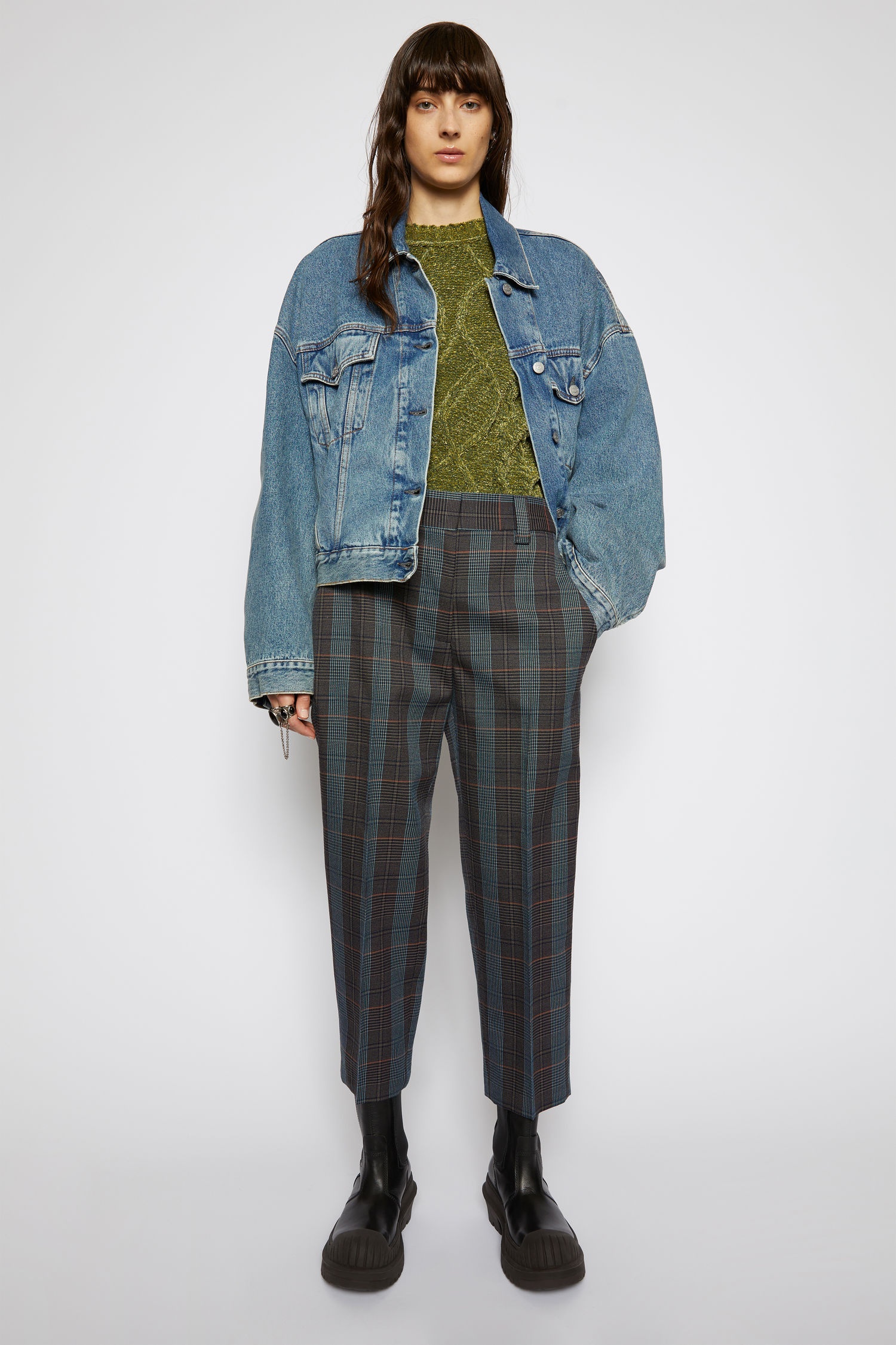 Tapered checked trousers blue/orange - 2