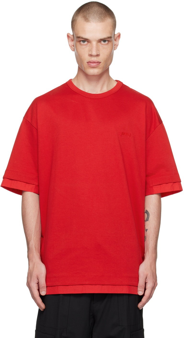 【関税込み】Juun.J レッド ジップポケット Tシャツ Red Zip Pocket T-Shirt by Juun.J on Sale