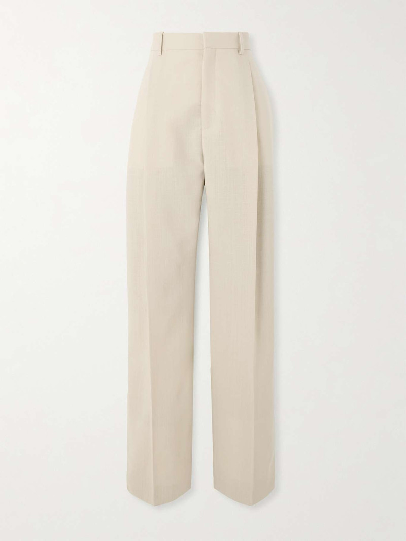 Pleated wool wide-leg pants Sand - 1