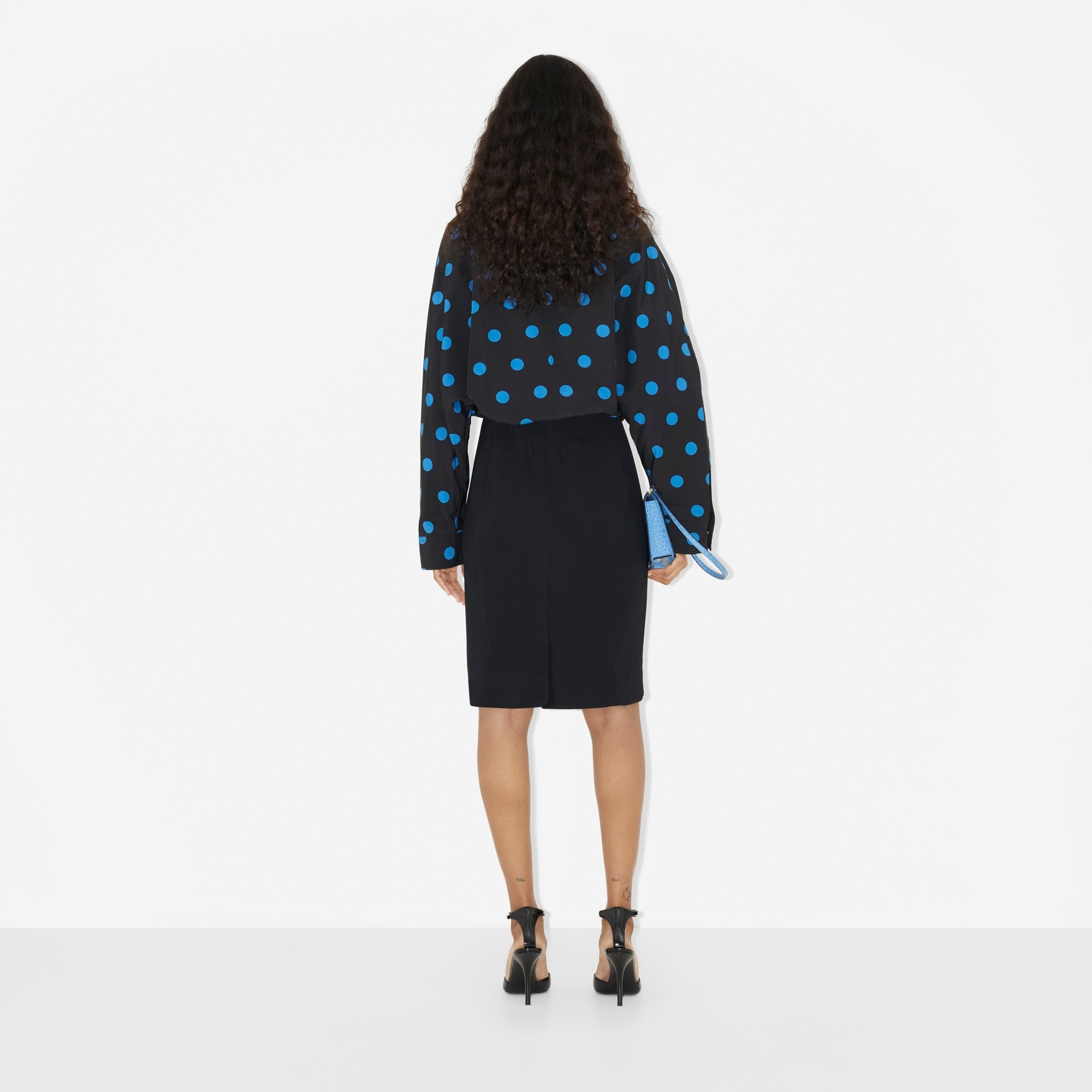 Polka Dot Nylon Jacquard Funnel Neck Jacket - 4