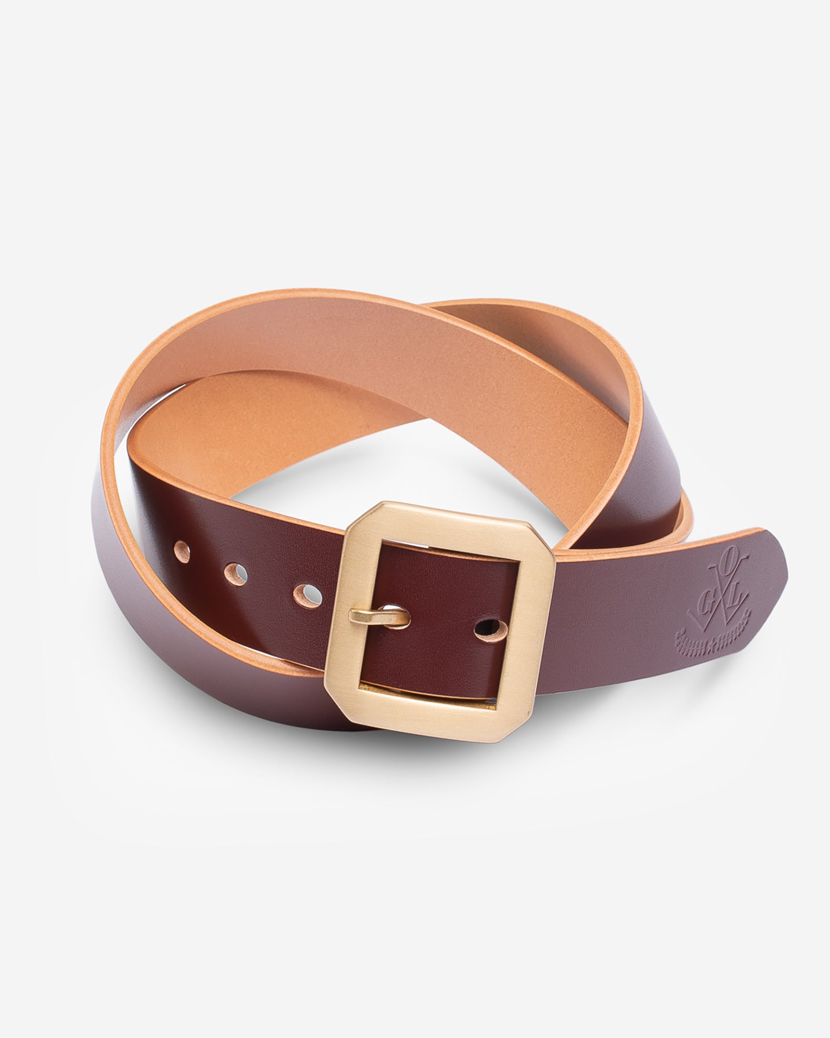 OGL-BELT-SPGAR-BRN OGL Single Prong Garrison Buckle Leather Belt  - Hand-Dyed Brown - 1