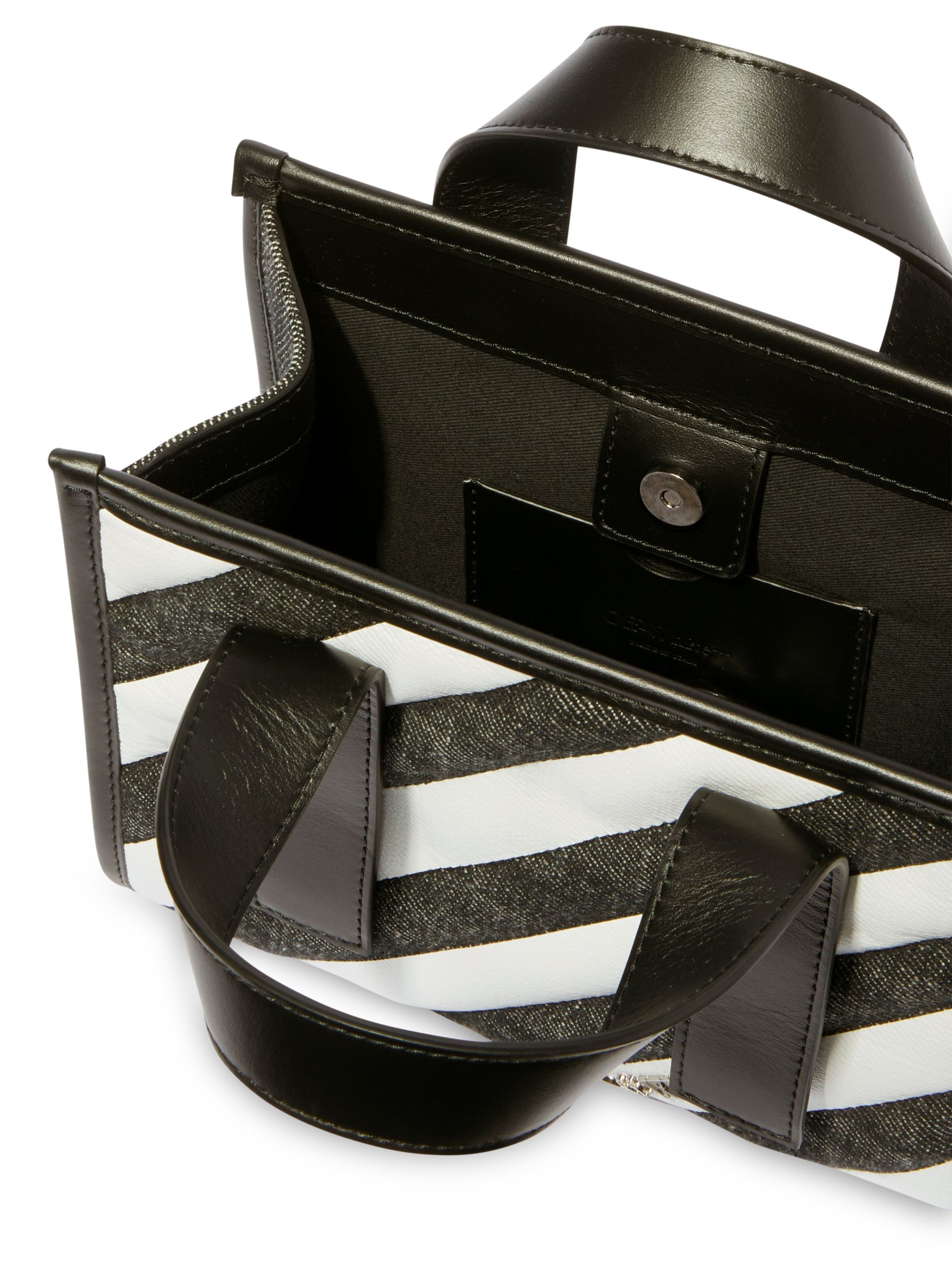Black Diagonal Quilted Tote Bag - 5