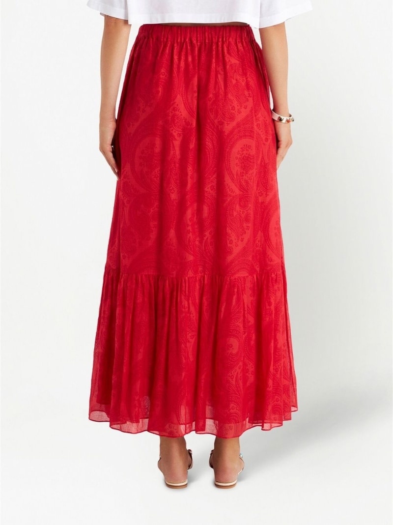 bow-detail ruffled long skirt - 4