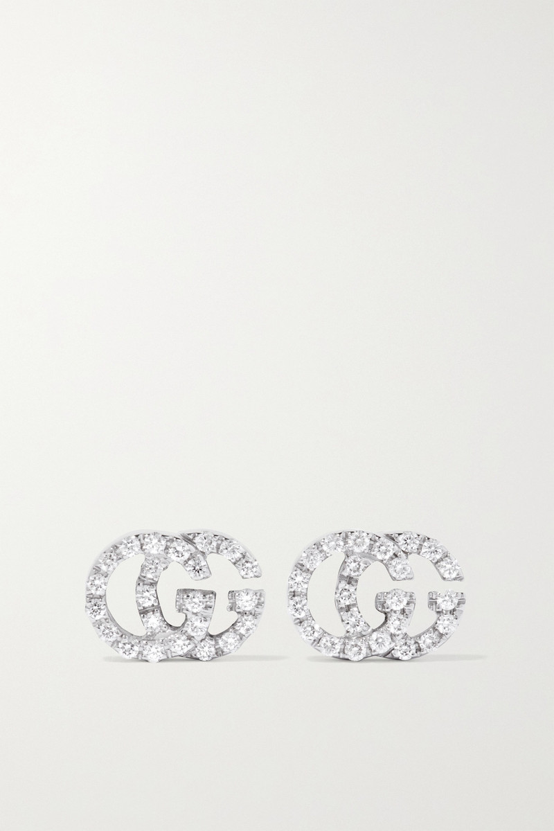 18-karat white gold diamond earrings - 1