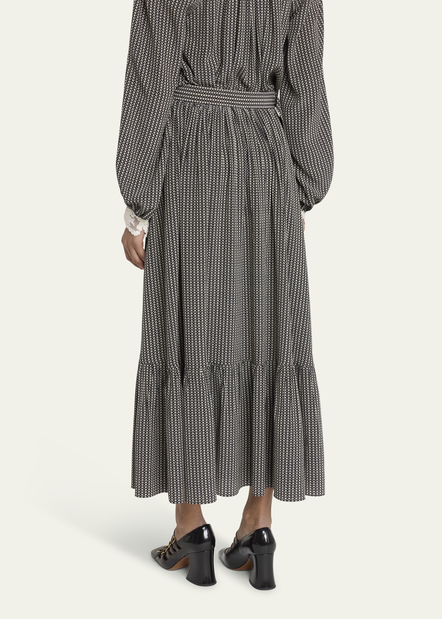 Micro Check Silk Maxi Skirt - 3