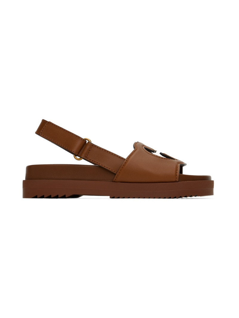 Brown Interlocking G Sandals - 1