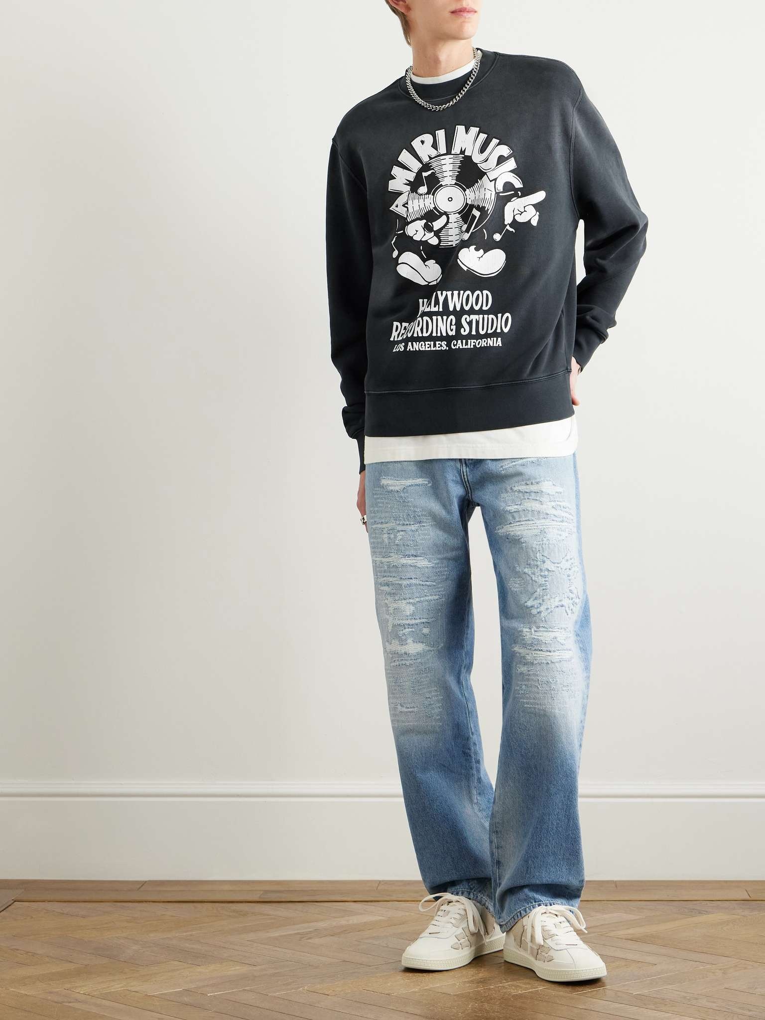Music Record Logo-Print Cotton-Jersey Sweatshirt - 2