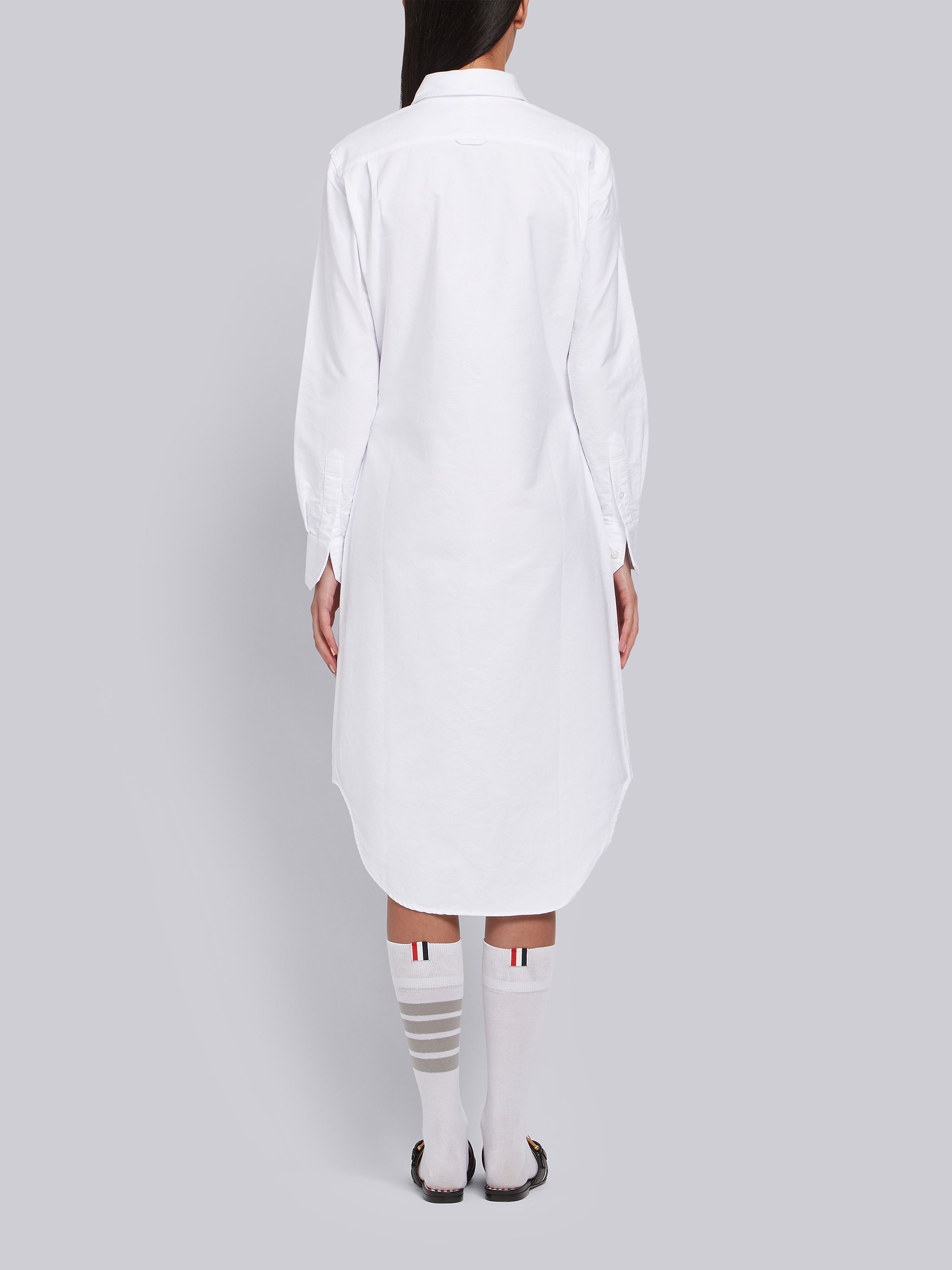 White Classic Oxford Knee Length Shirtdress - 3