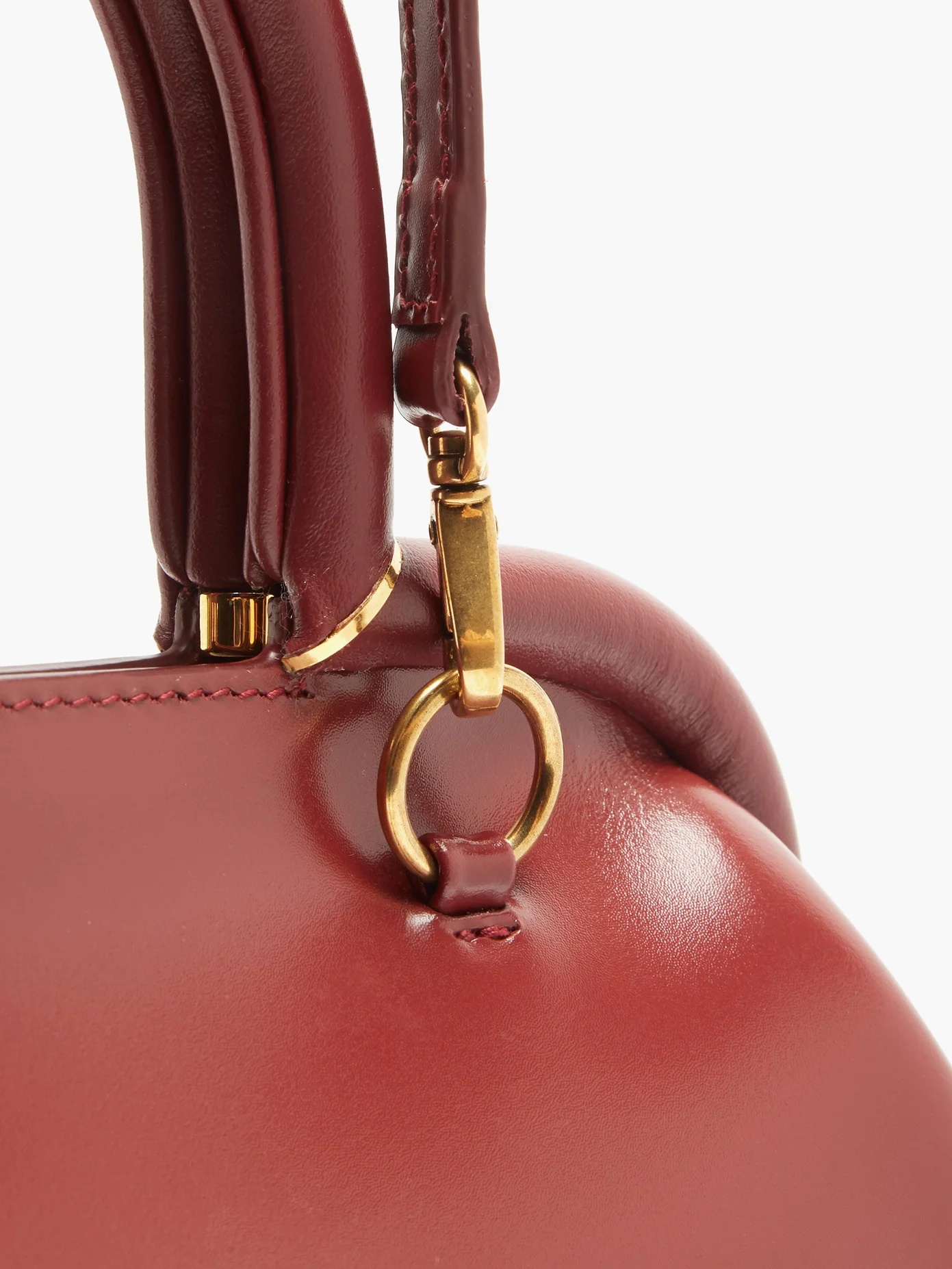 Logo-debossed medium top-handle leather handbag - 6