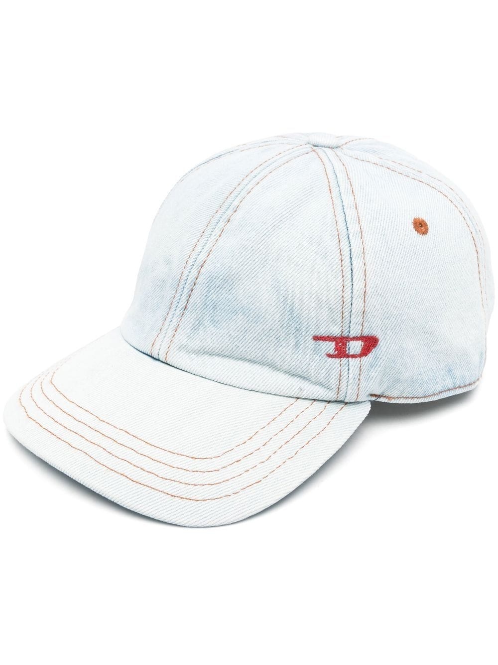 logo-embroidered light wash cap - 1