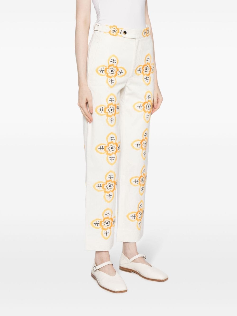 Buttercup embroidered straight-leg trousers - 3