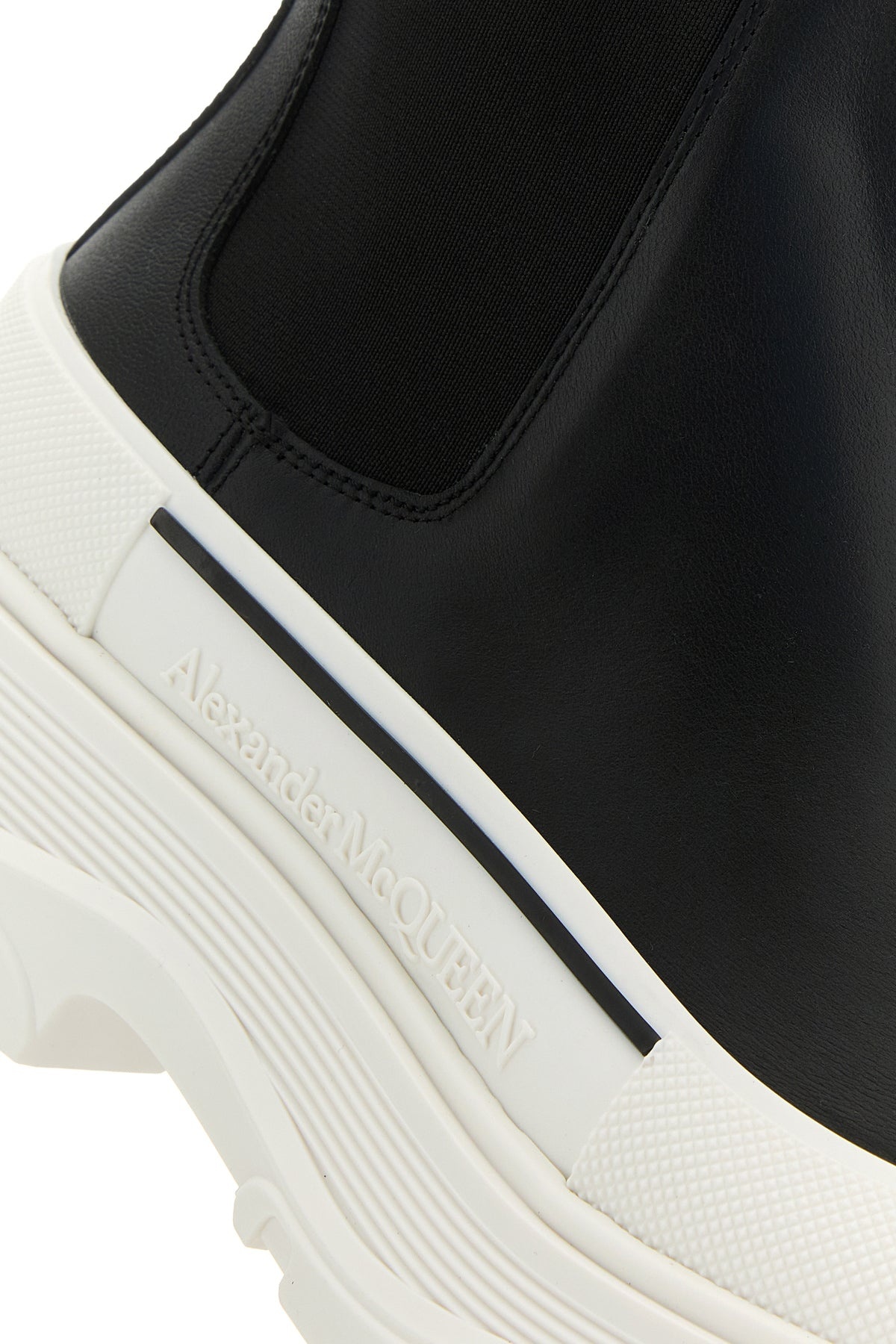 Black nappa leather Tread Slick ankle boots - 4