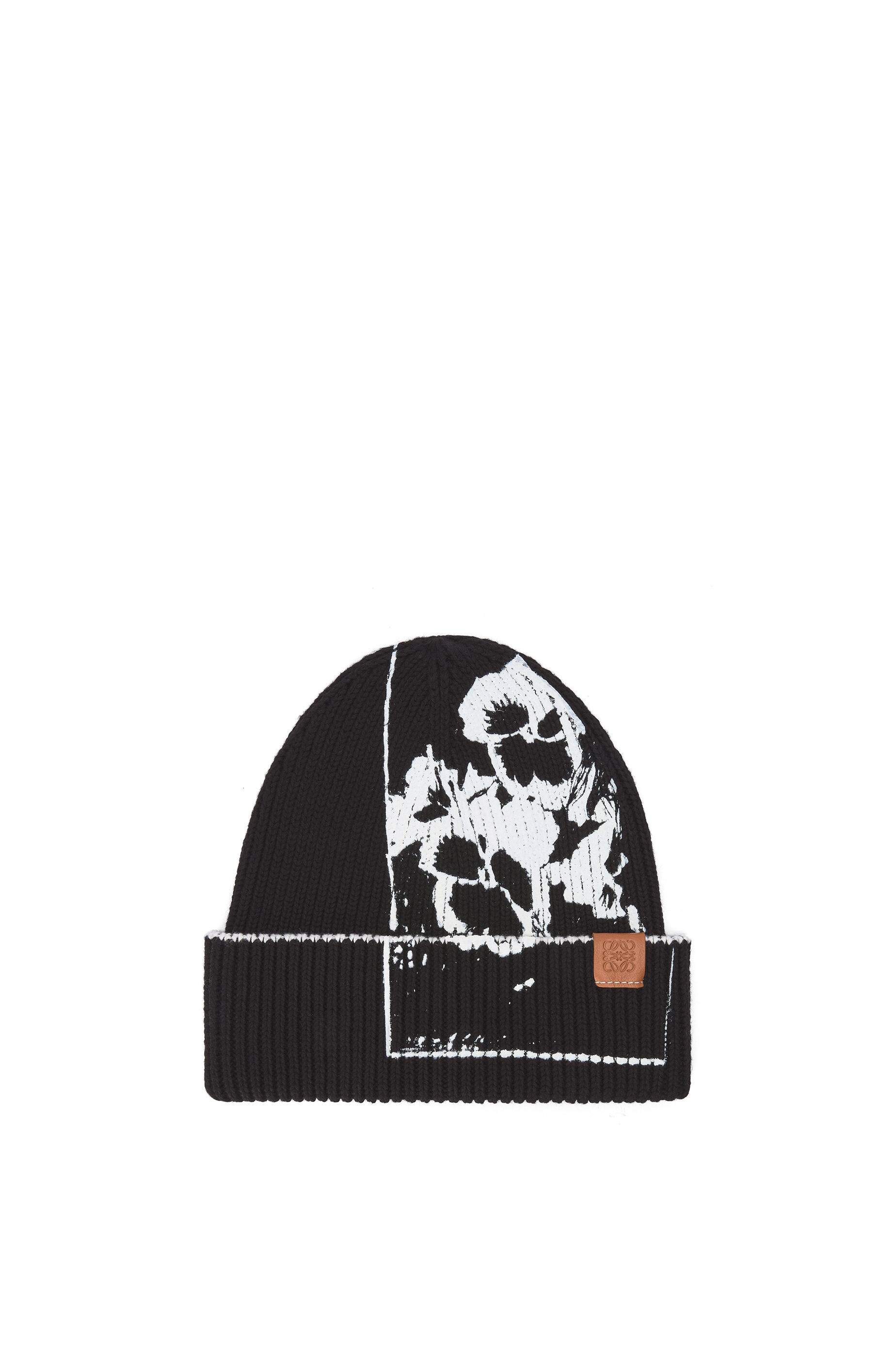 Pansies beanie in cotton and calfskin - 3