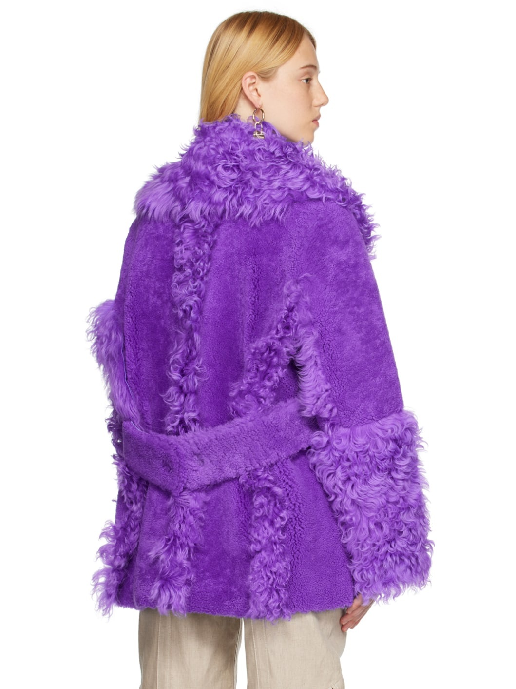 Purple Le Papier 'La Veste Piobbu' Shearling Coat - 3