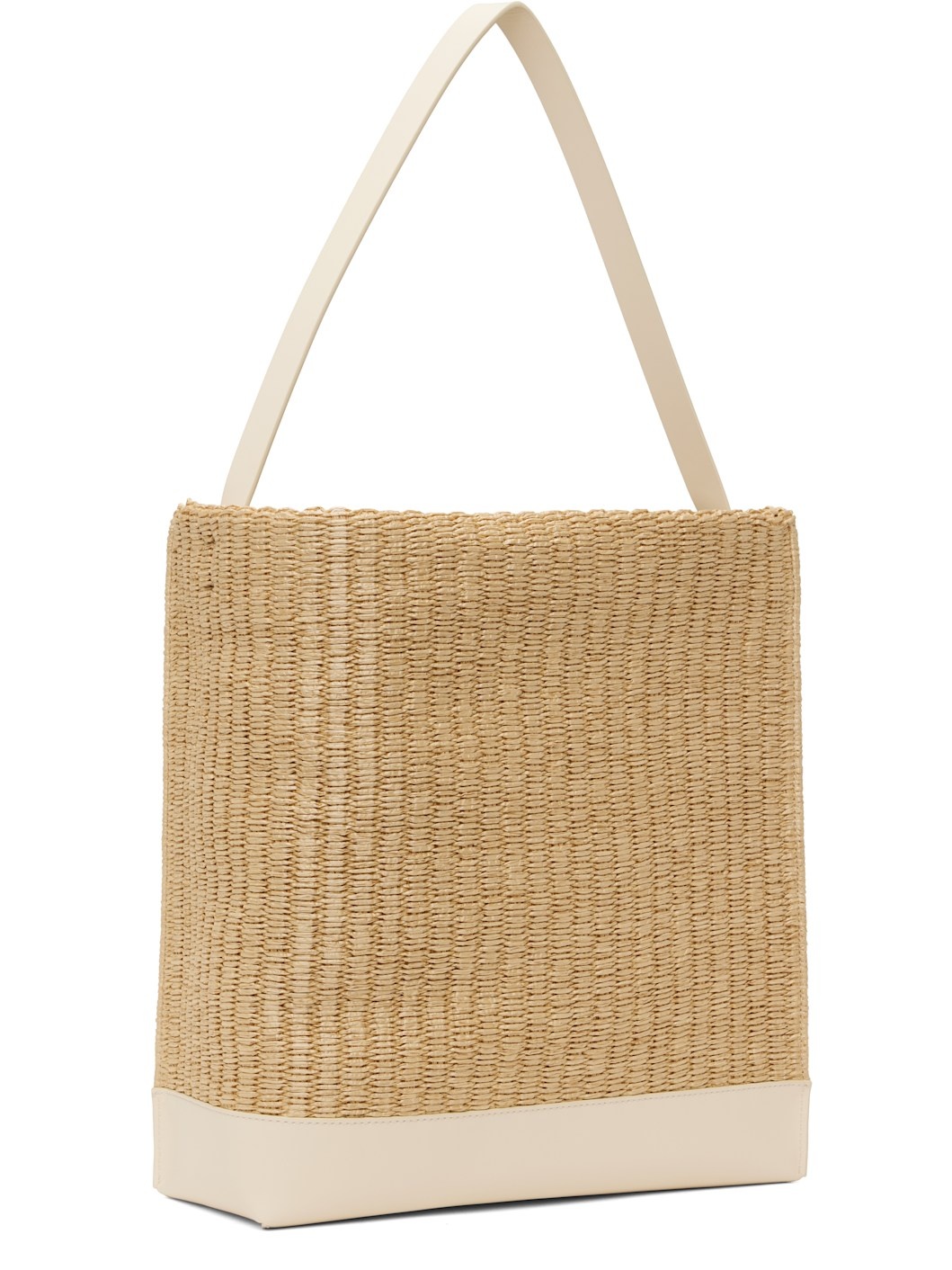 Beige & Off-White Raffia-Effect Museo Medium Tote - 3