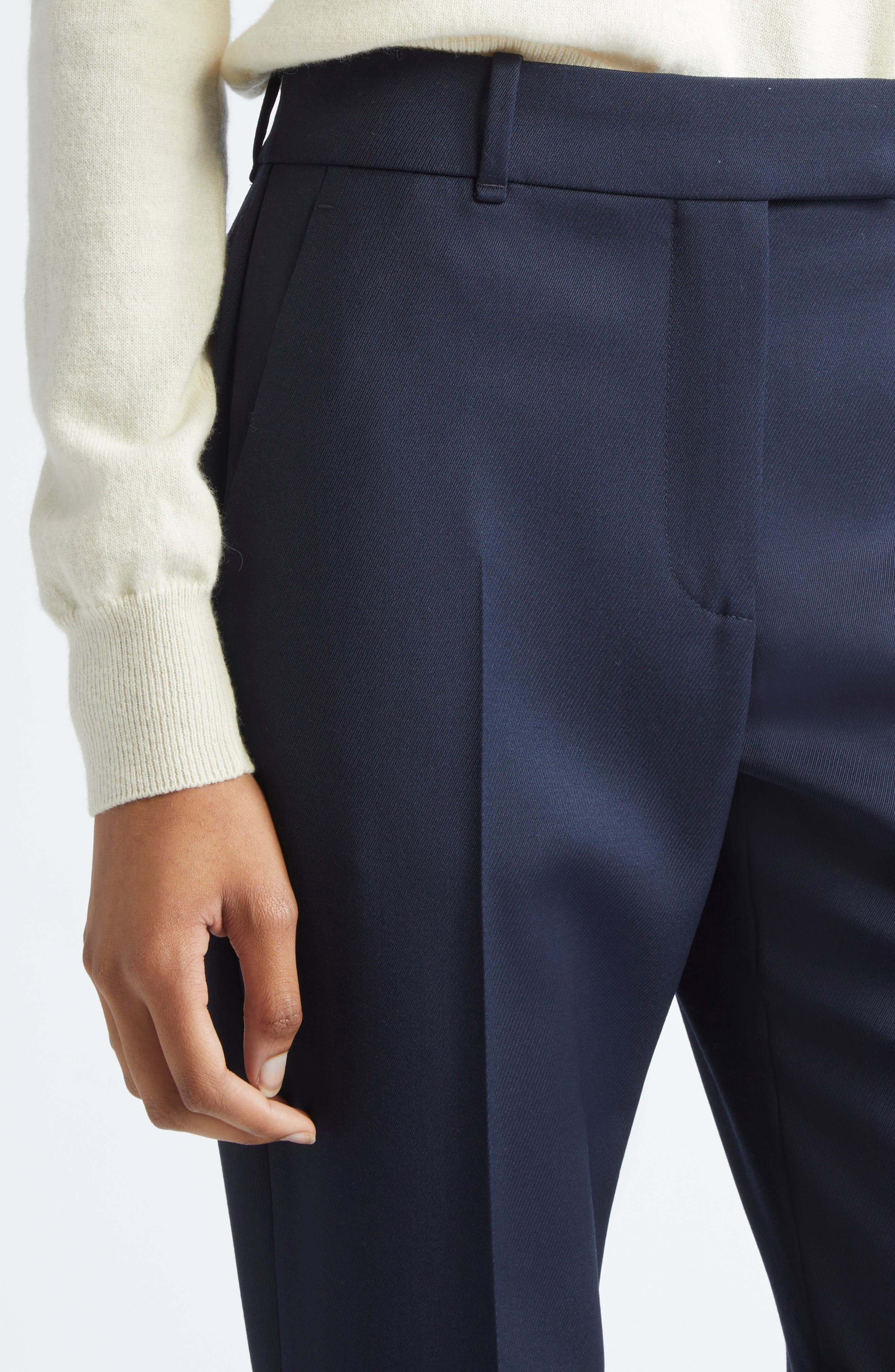 McQueen Wool Cavalry Twill Straight Leg Pants in Navy at Nordstrom - 4