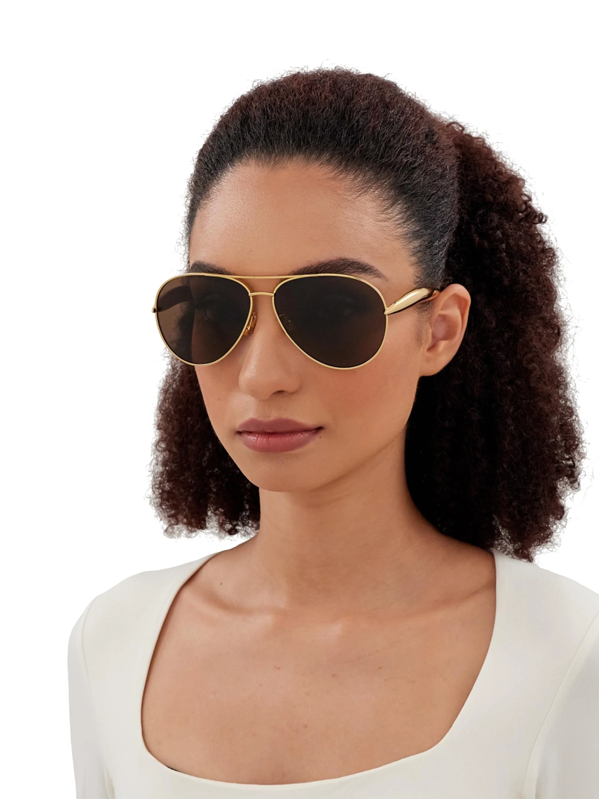 Women's Sardine 64MM Pilot Sunglasses - Gold Brown - 1