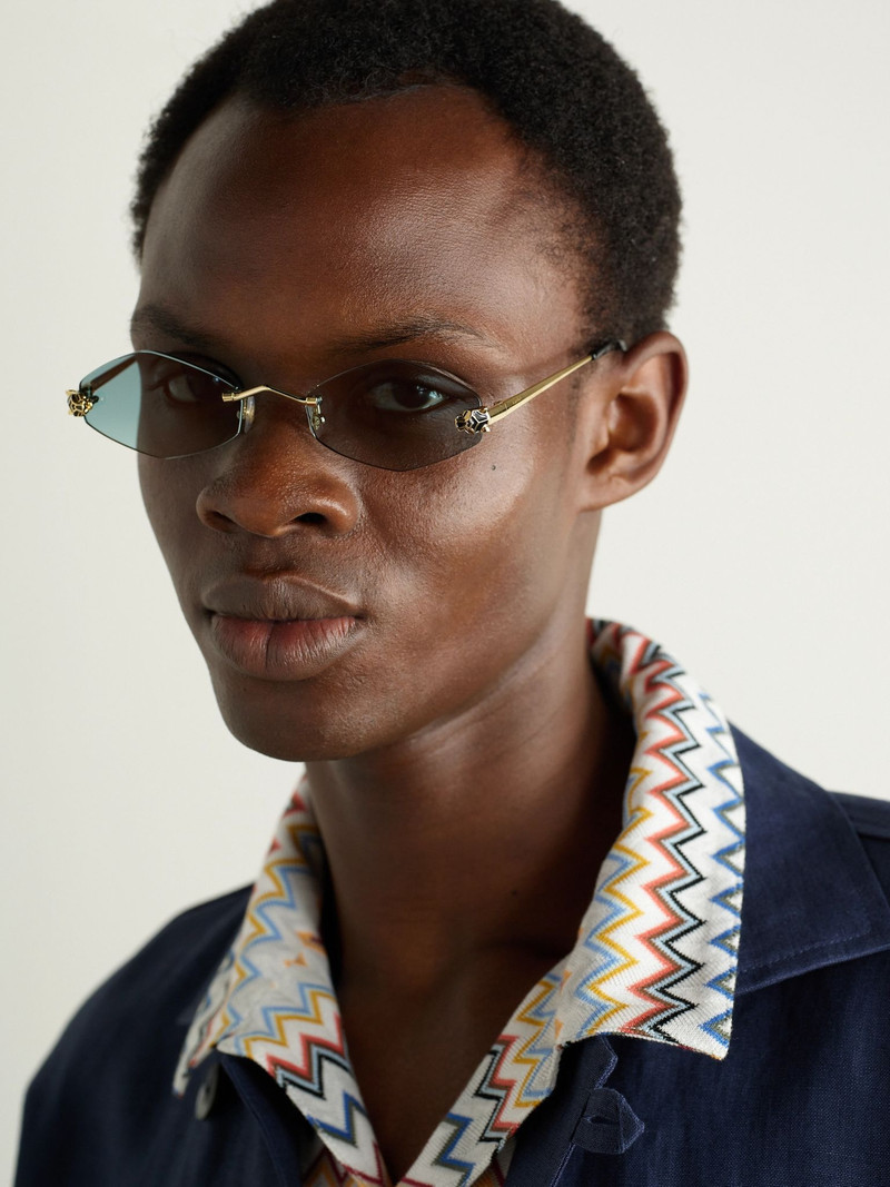 Cartier Panthère de Cartier Rimless Hexagon-Frame Gold-Tone Sunglasses Gold outlook