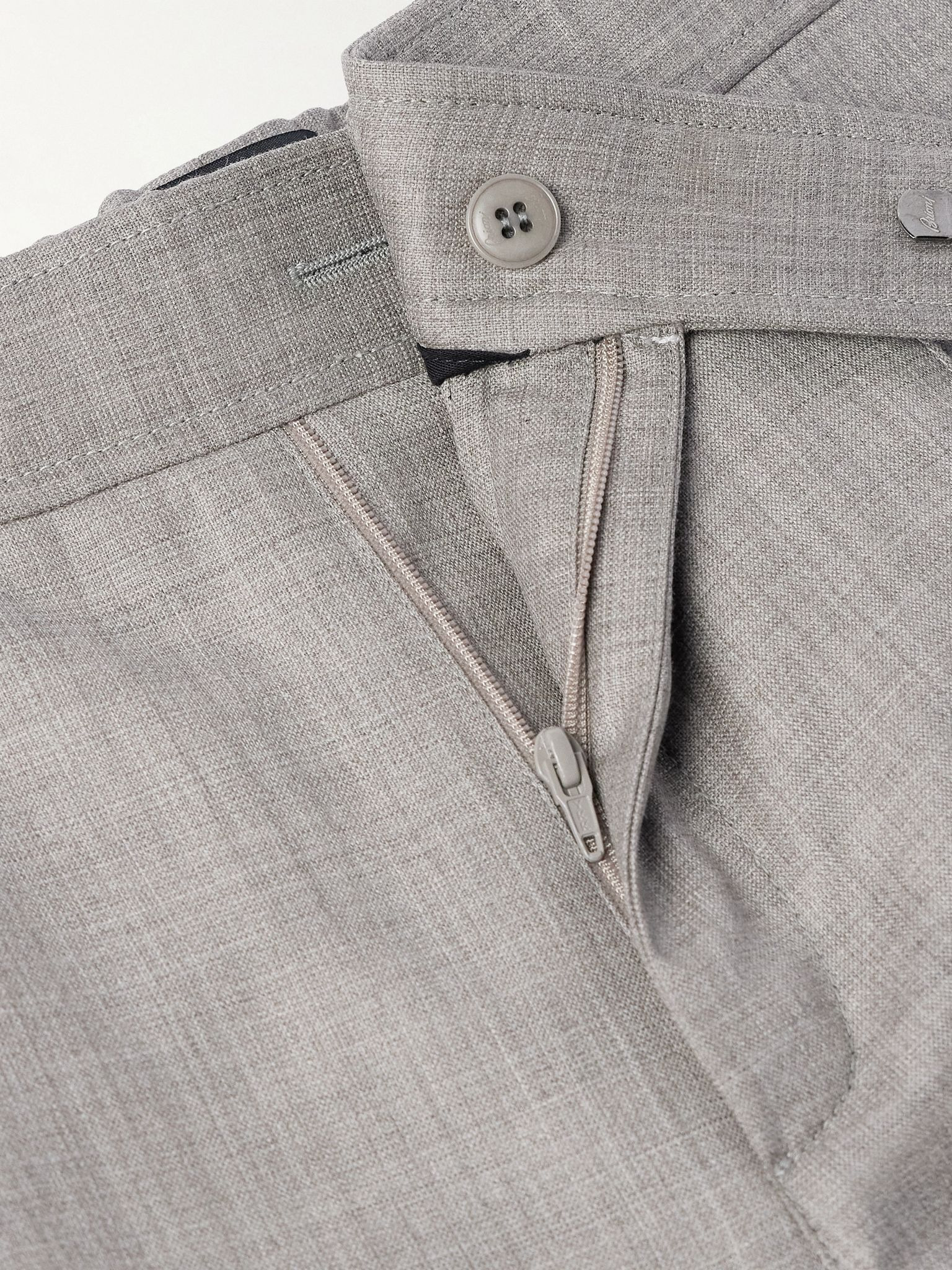 Melbourne Straight-Leg Pleated Wool and Silk-Blend Trousers Gray - 6