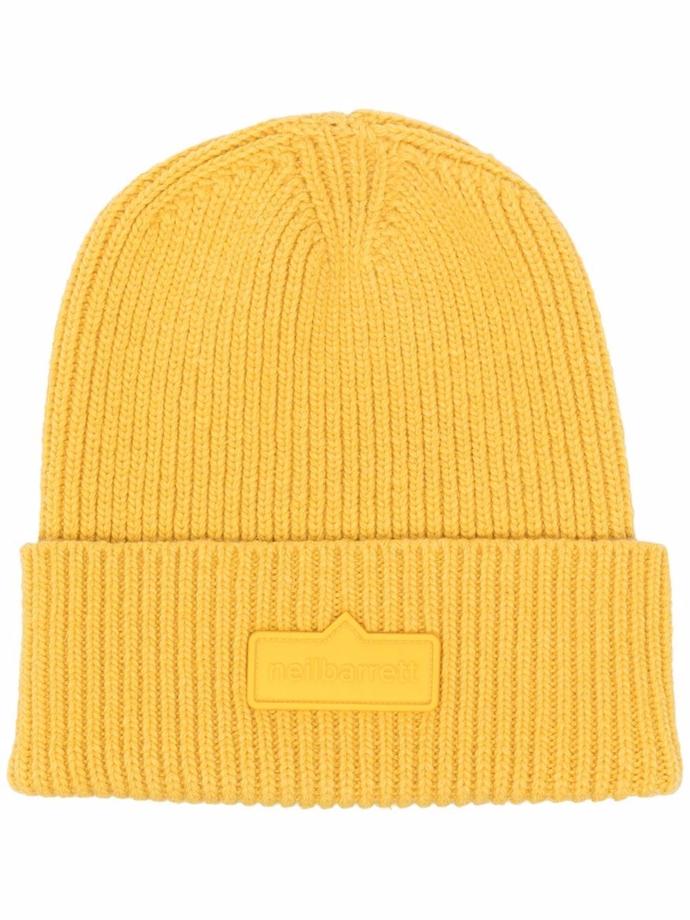 logo patch knitted beanie - 1