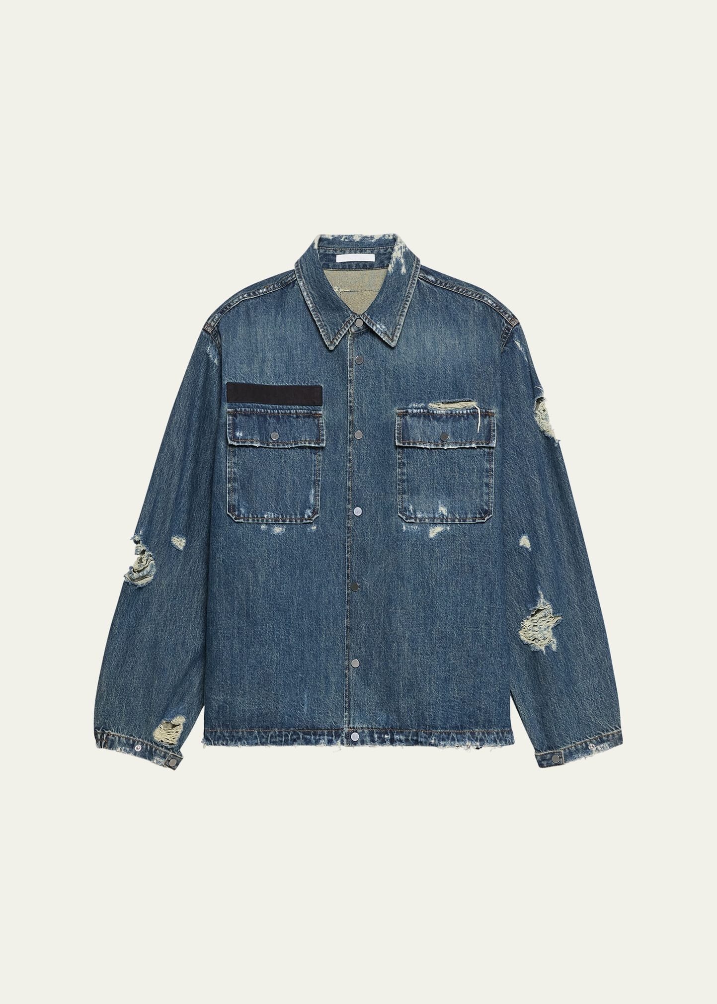 Men's Distressed Denim Uniform Shirt - 1