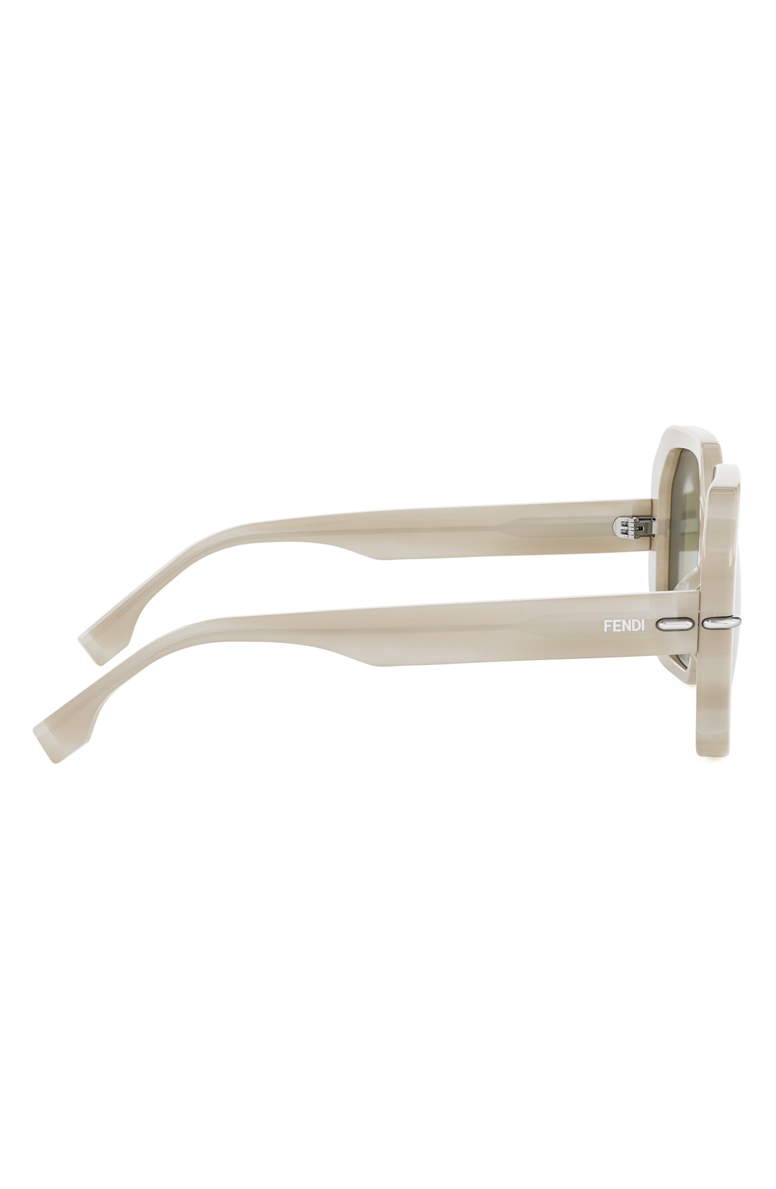 Fendi Selleria Square Sunglasses in Beige Horn /Green Mirror at Nordstrom - 6