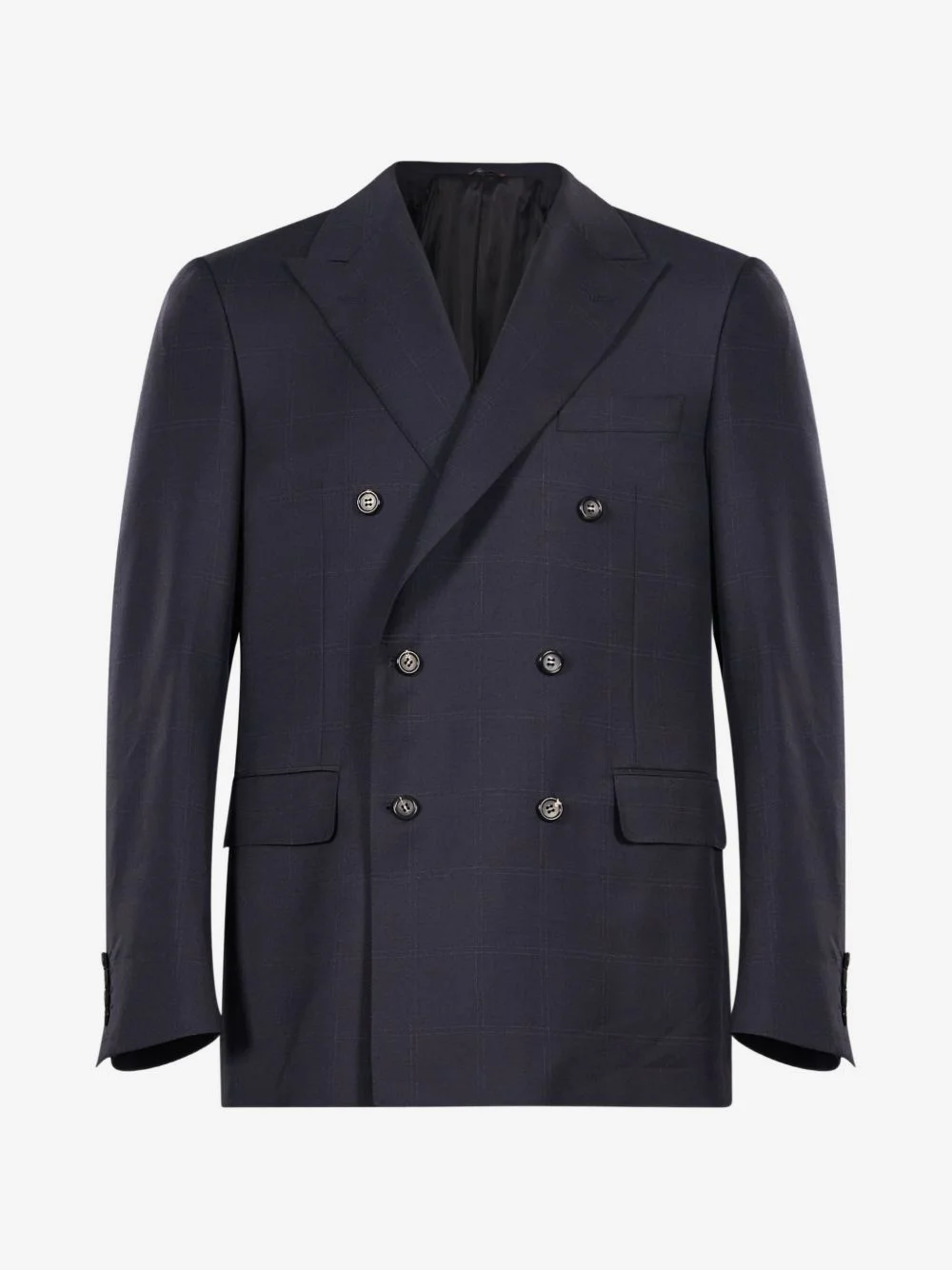 check-pattern double-breasted suit - 1