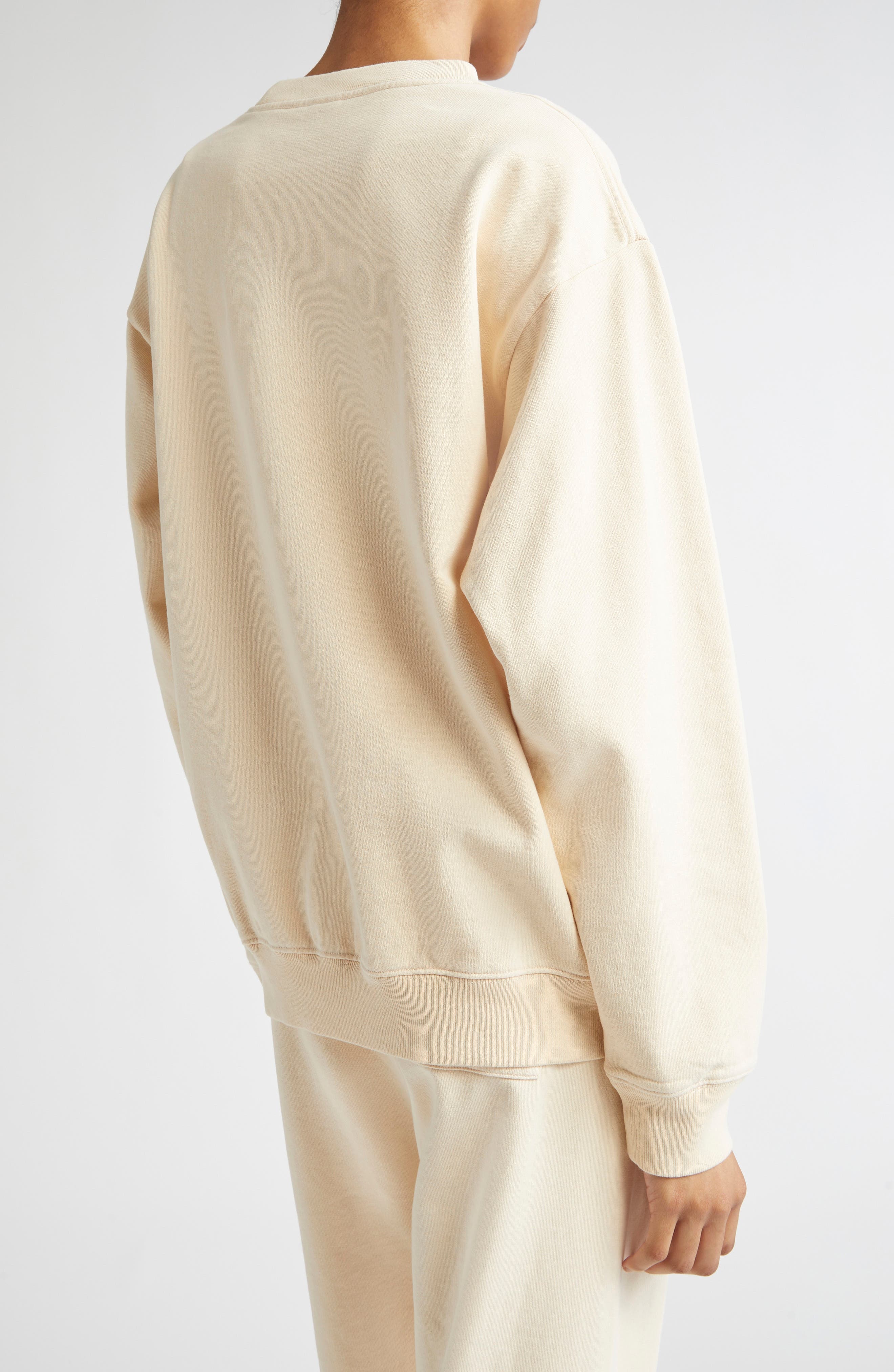 Sporty & Rich Wellness Club Embroidered Fleece Sweatshirt in Cream at Nordstrom - 3