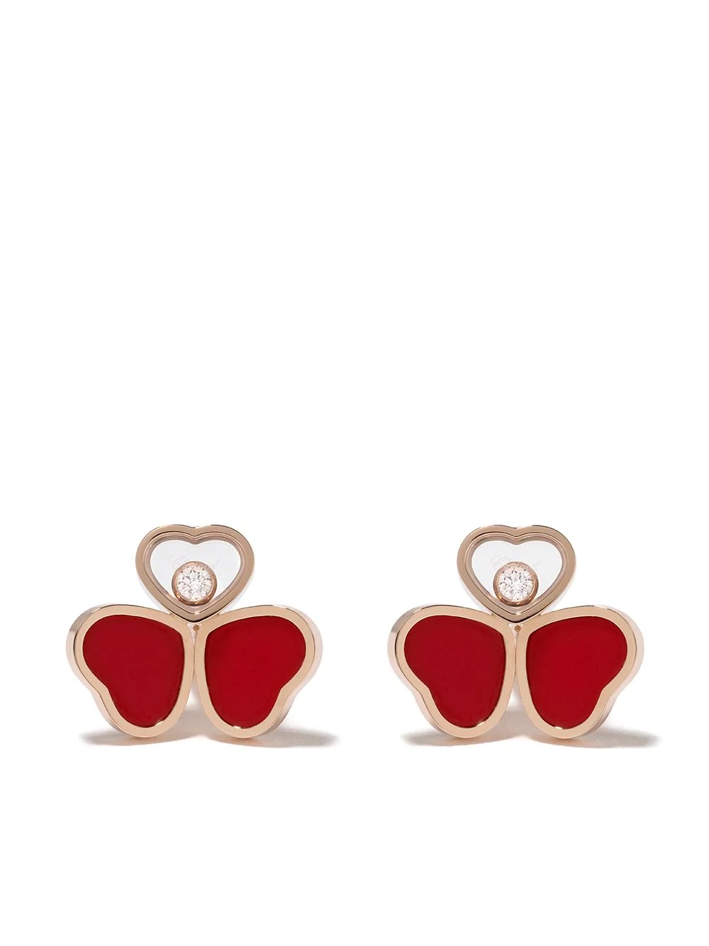 18kt rose gold, diamond Happy Hearts earrings - 1