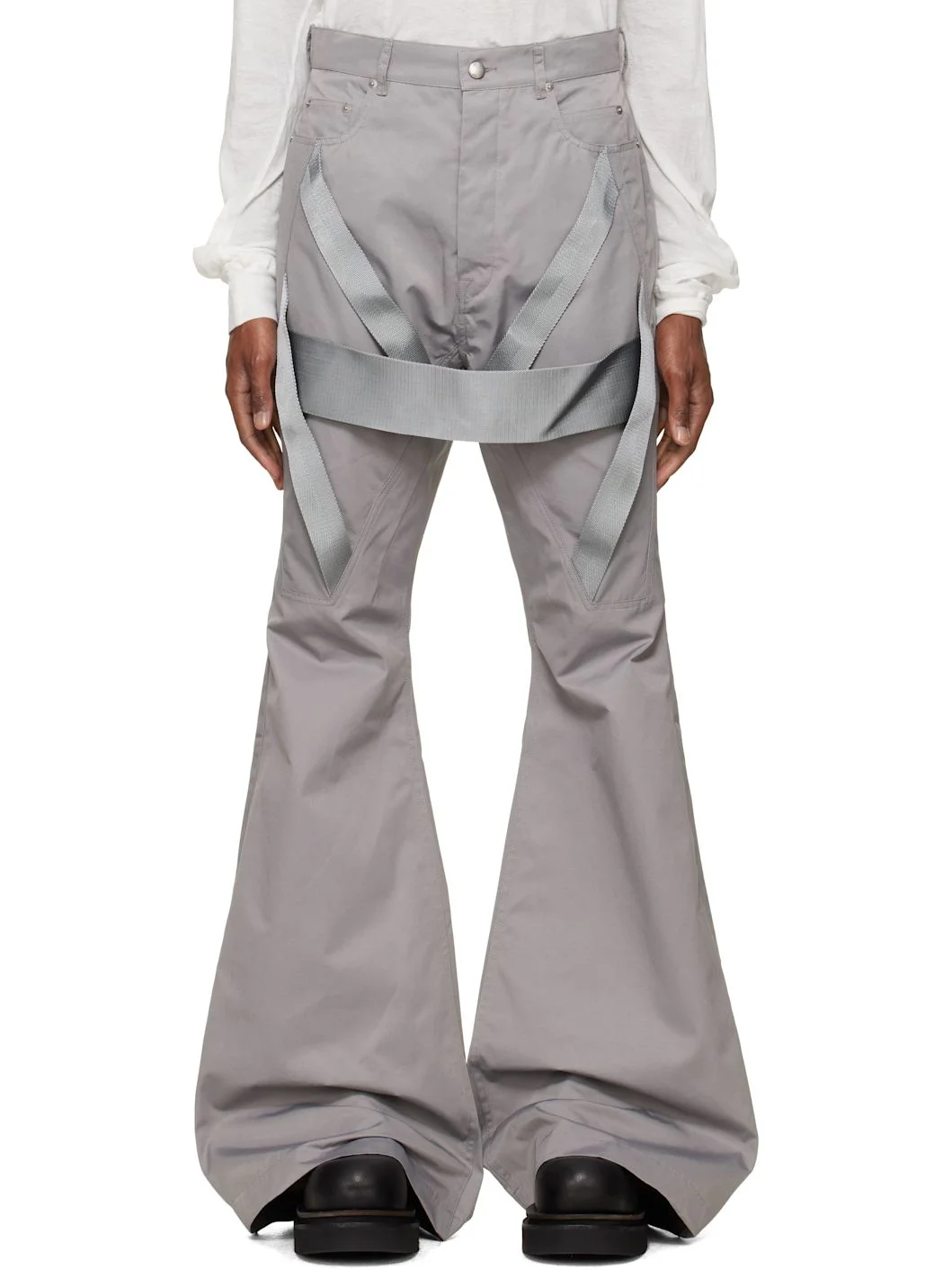 Gray Tower Megastrapped Bolan Bootcut Trousers - 1