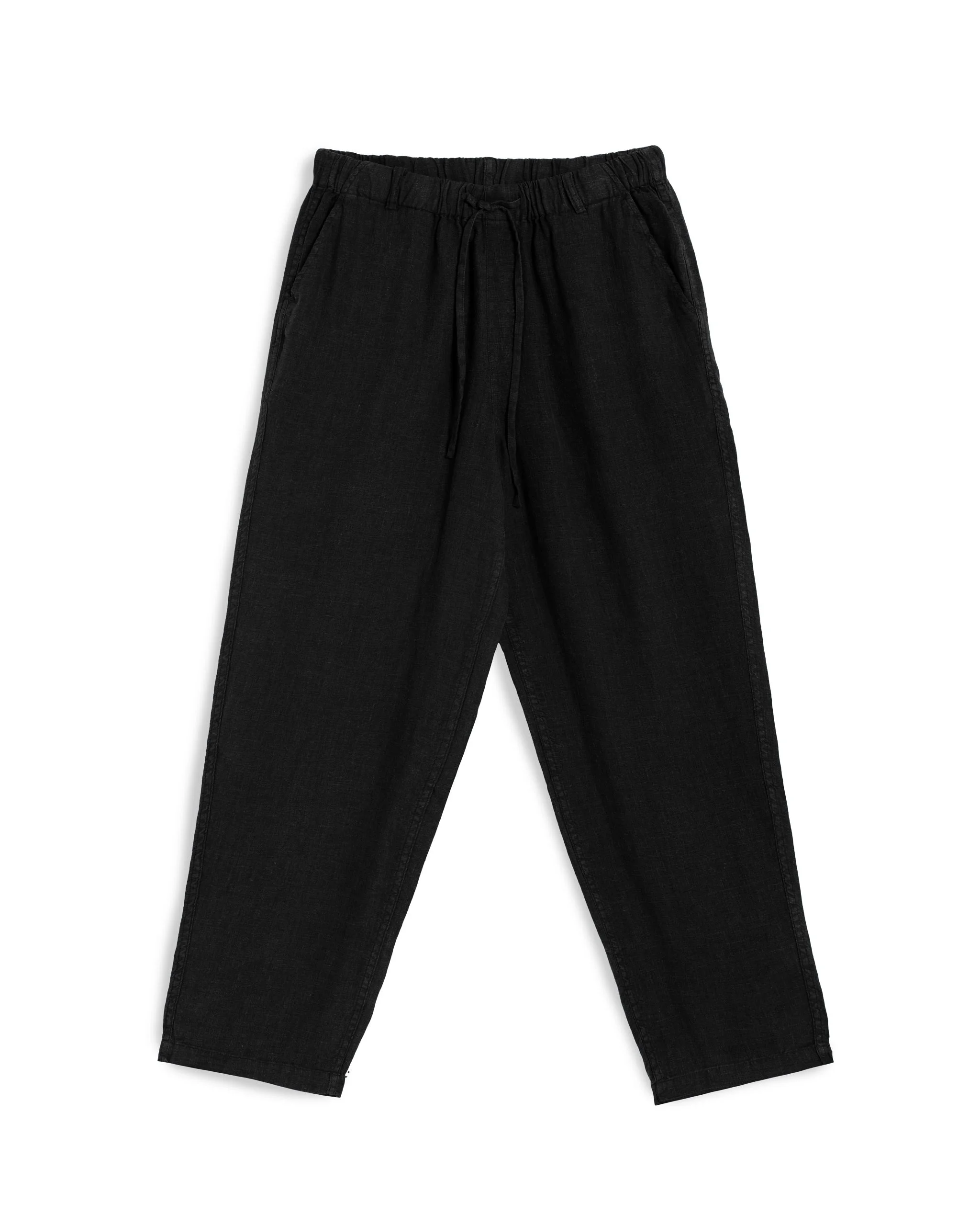 Black Linen Leisure Pant - 1
