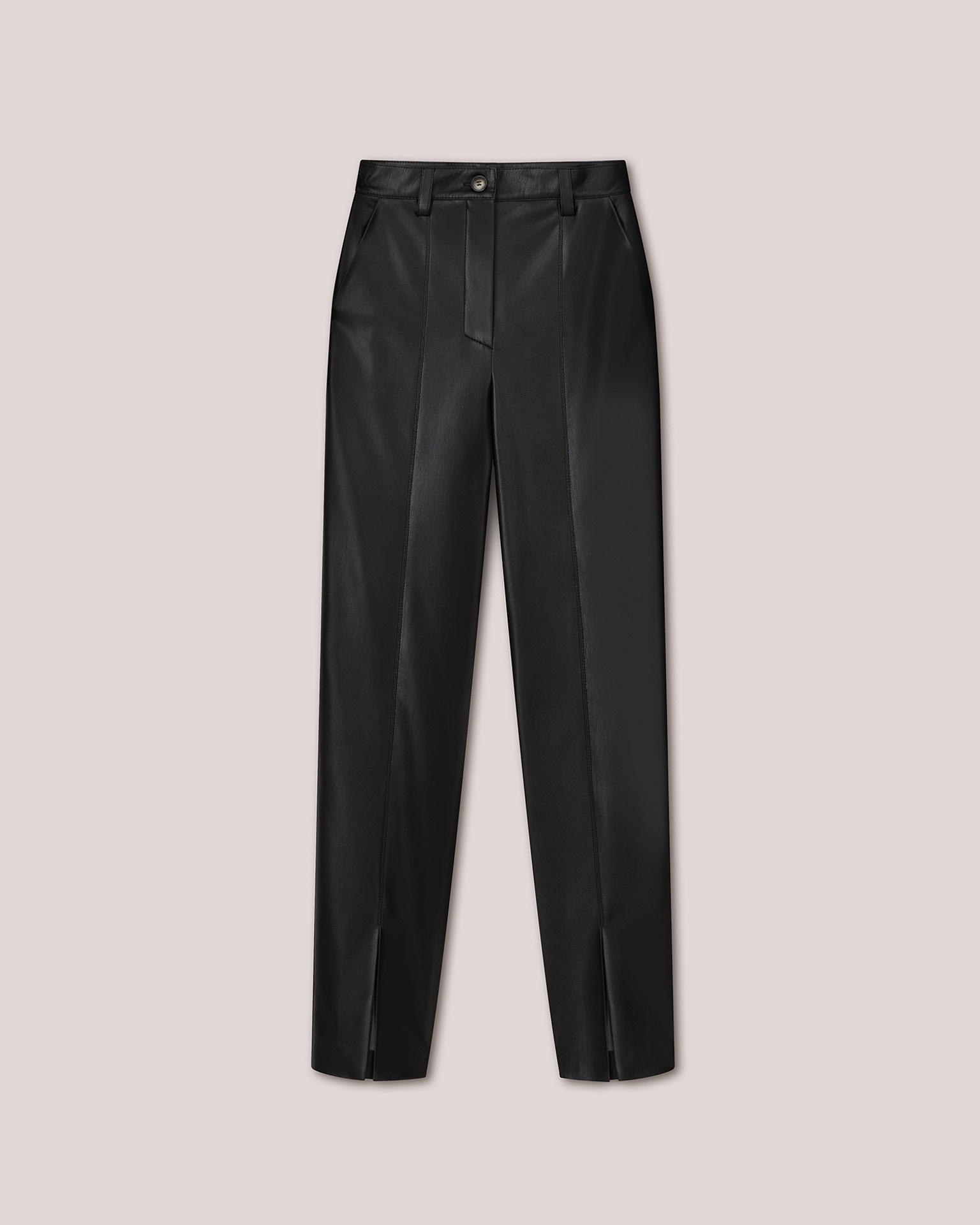MASA - Split front OKOBOR™ alt-leather slim leg pants - Black - 1
