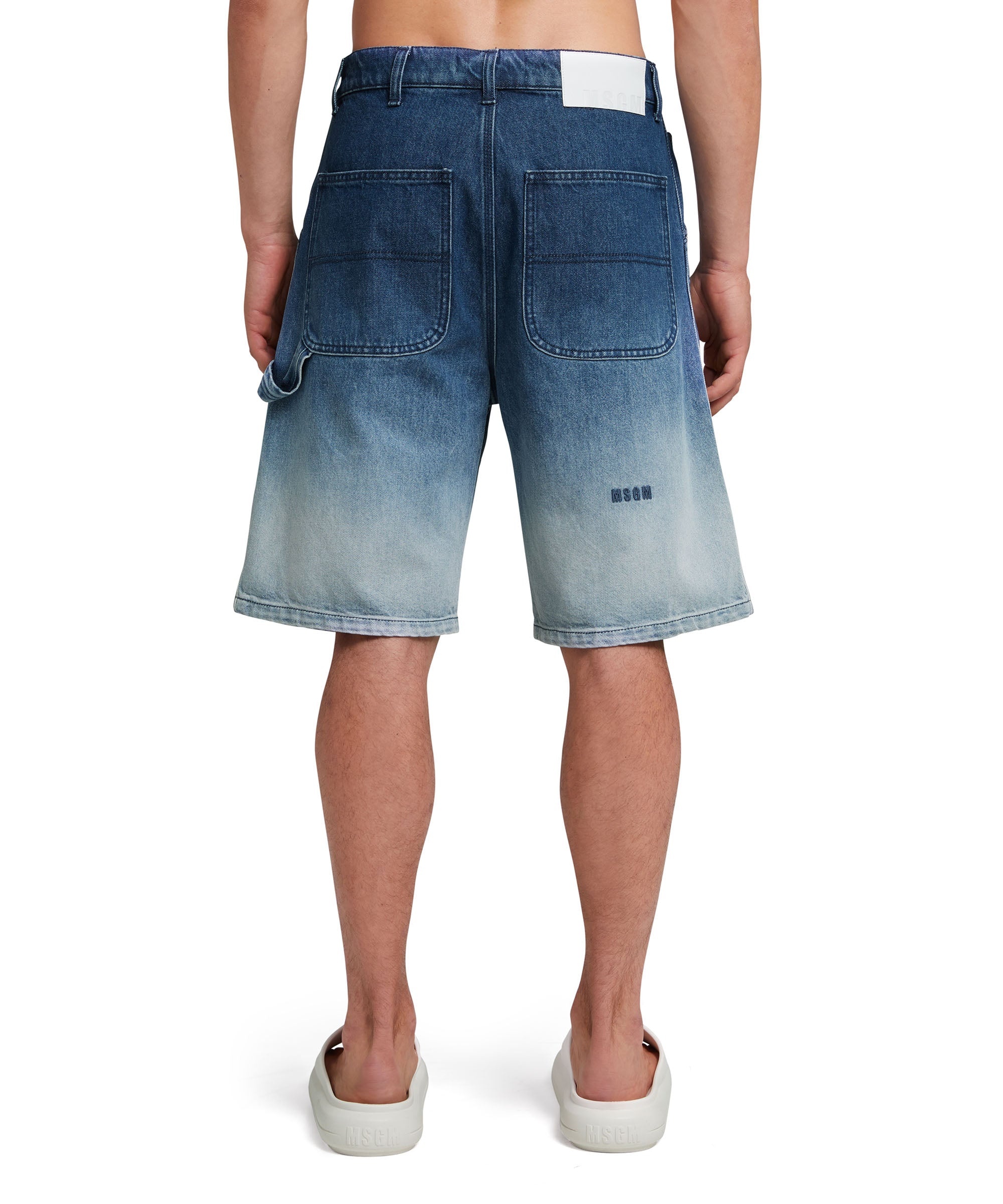 5 pocket blue denim Bermudas with faded effect - 3