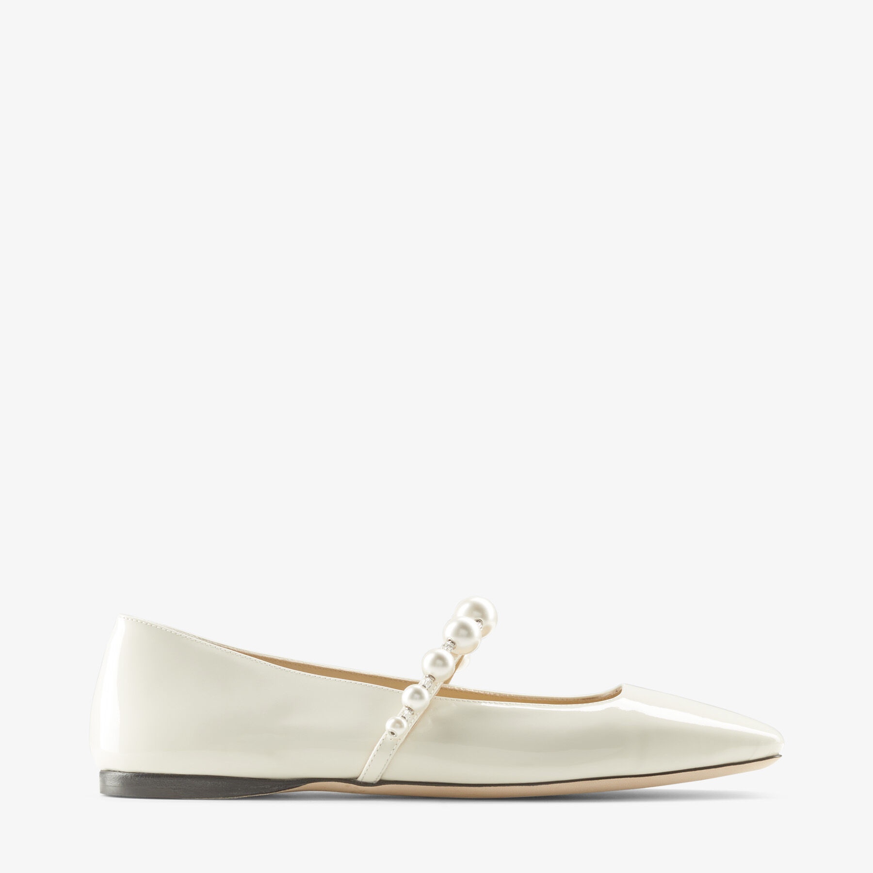 Ade Flat
Latte Patent Leather Flats with Pearl Embellishment - 1
