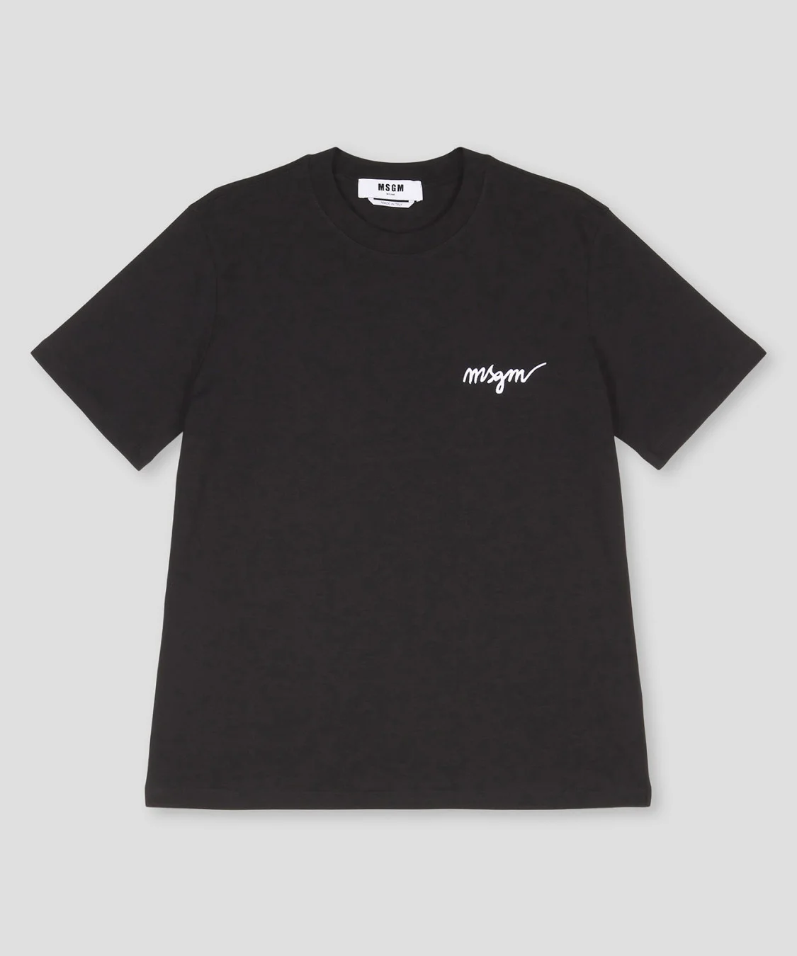 Round neck cotton T-shirt with embroidered logo - 1