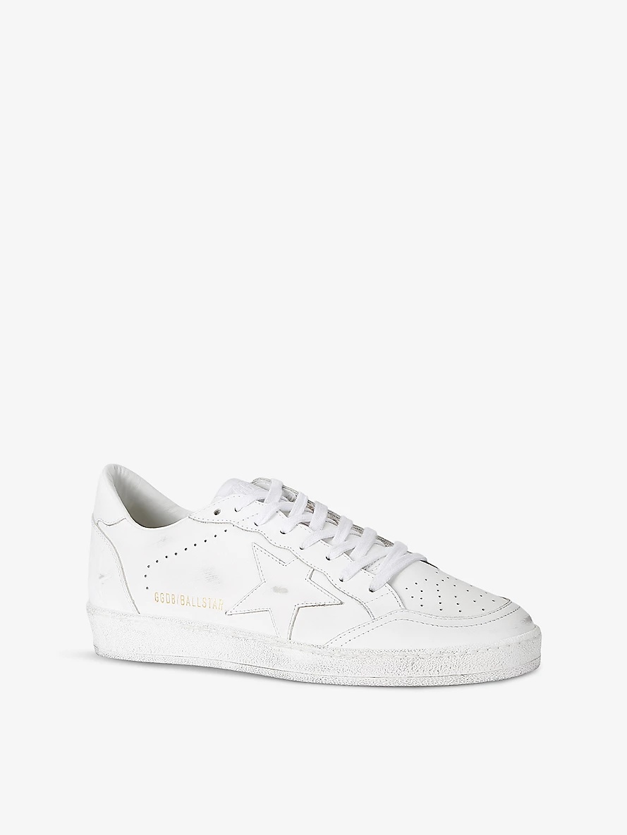 Ballstar star-embroidered leather low-top trainers - 3