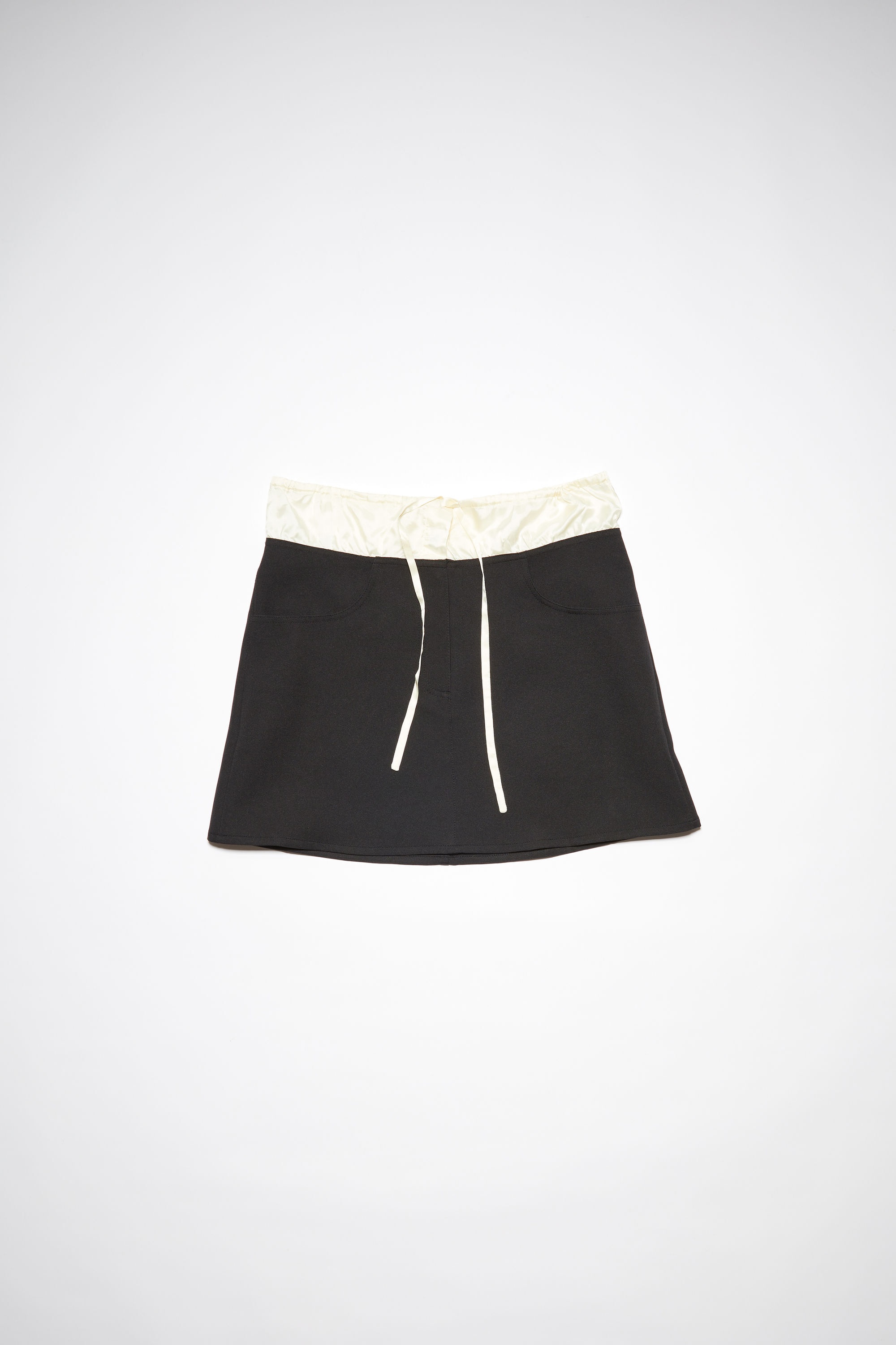 Satin contrast suit skirt - Black - 6