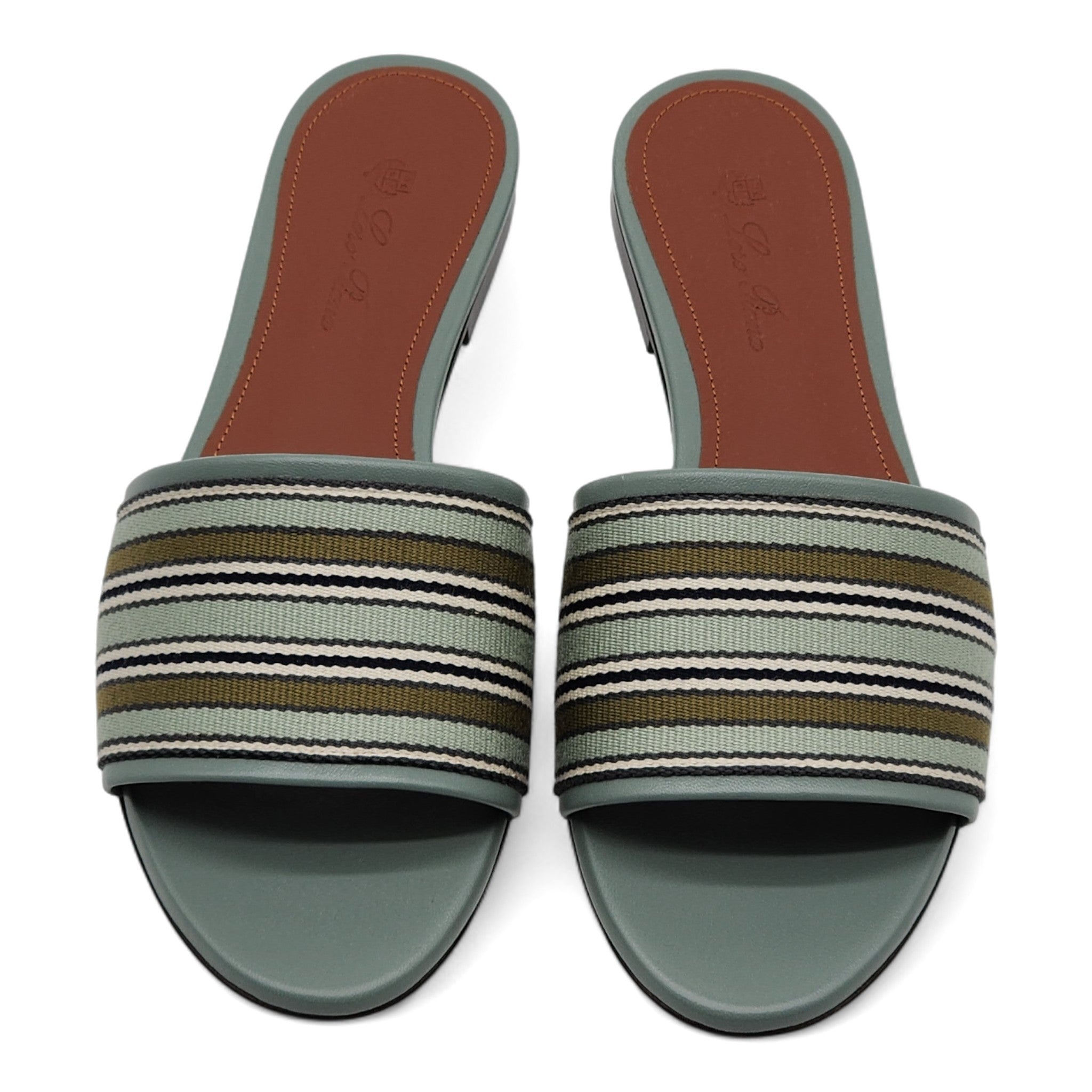 Loro Piana The Suitcase Stripe Flat Sandals in Blue - 4